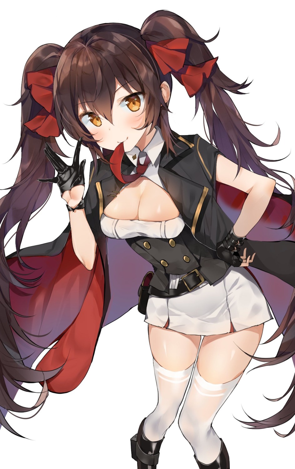 cleavage, girls_frontline, kurutsu, qbz-97_(girls_frontline), thighhighs