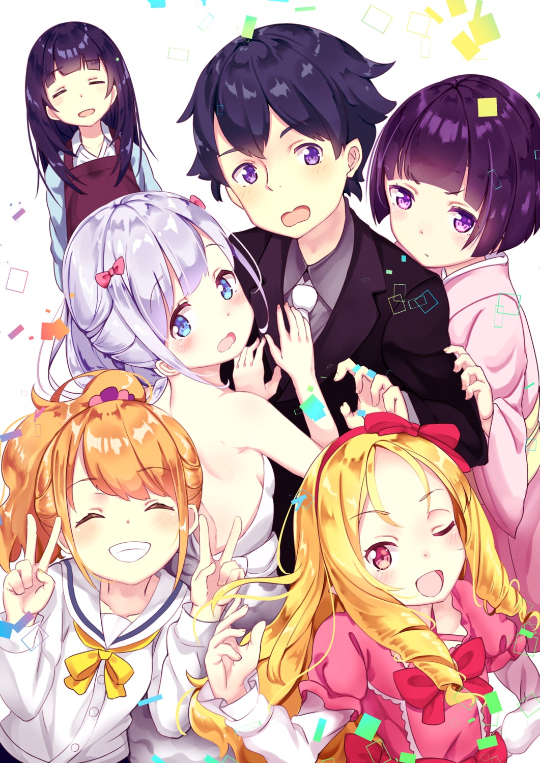 business_suit, dress, eromanga-sensei, izumi_masamune, izumi_sagiri, jinno_megumi, kimono, pointy_ears
