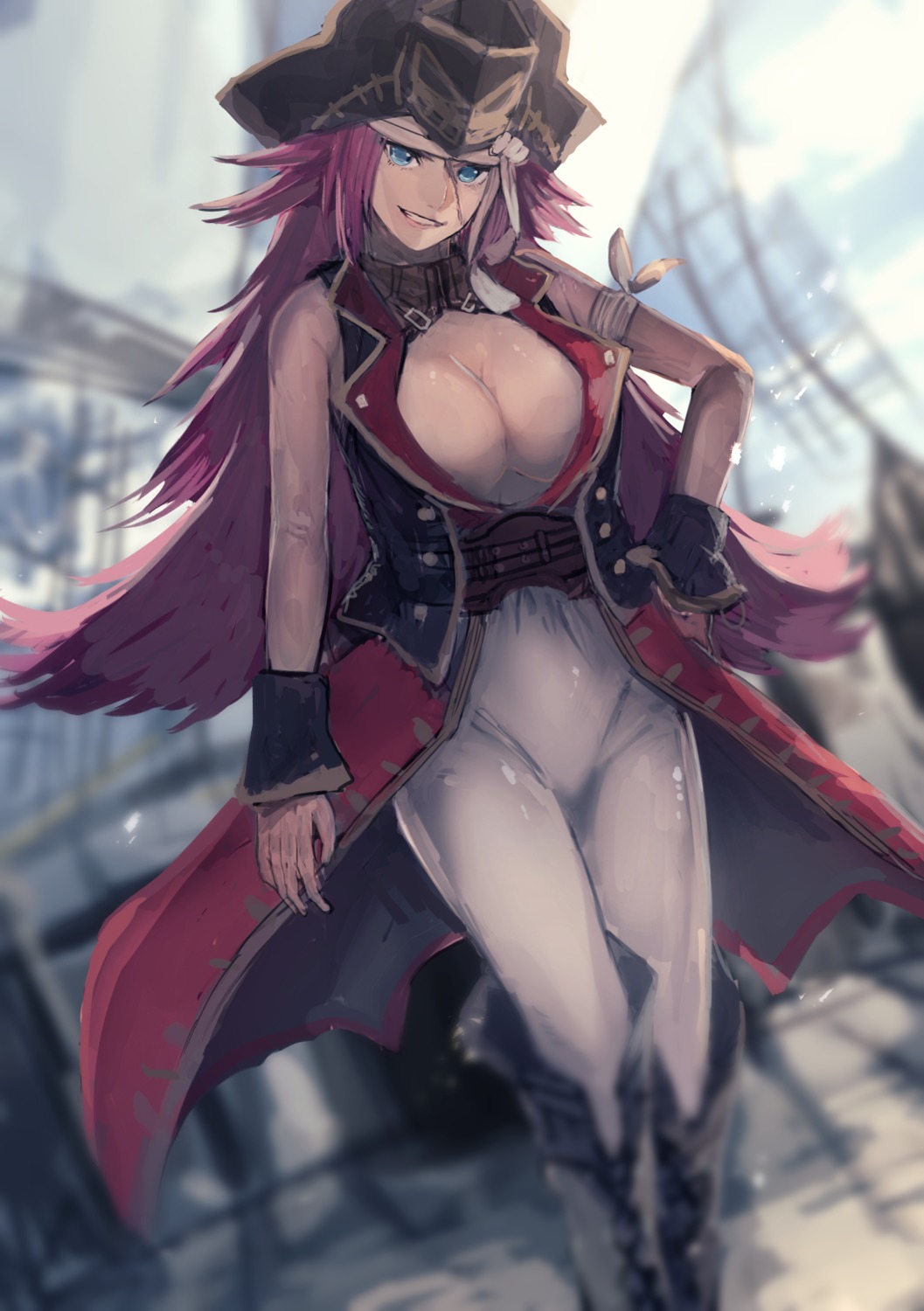 cleavage, fate/extra, fate/grand_order, fate/stay_night, kumamoto_nomii-kun, no_bra, open_shirt, rider_(fate/extra)