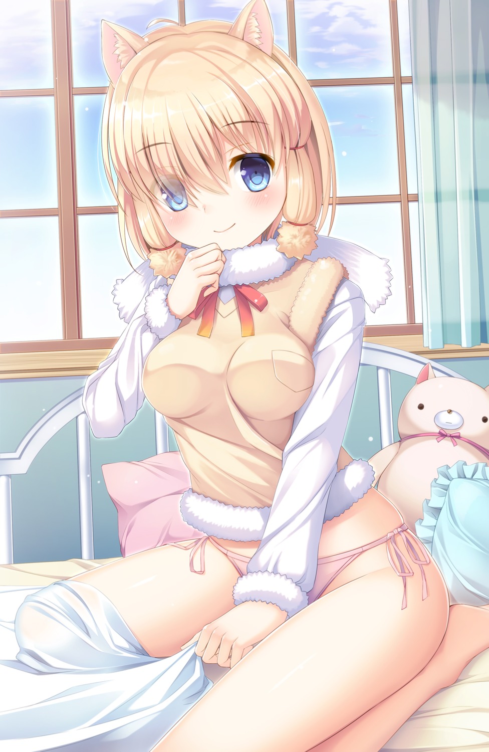 alpaca_suri, animal_ears, kemono_friends, pantsu, sheets, string_panties, umitonakai
