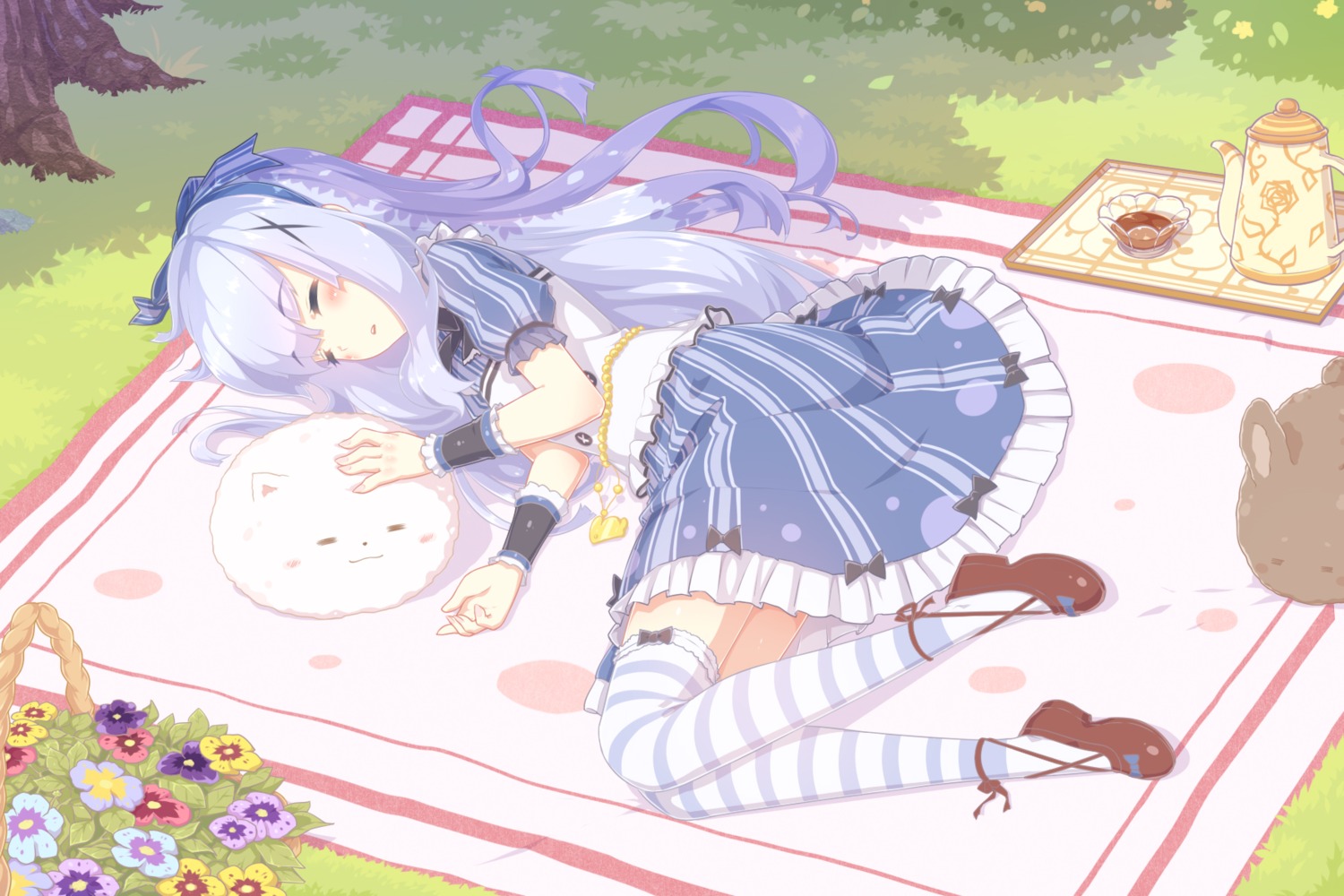 dress, gochuumon_wa_usagi_desu_ka?, kafuu_chino, senba_hikari, thighhighs, tippy_(gochiusa)