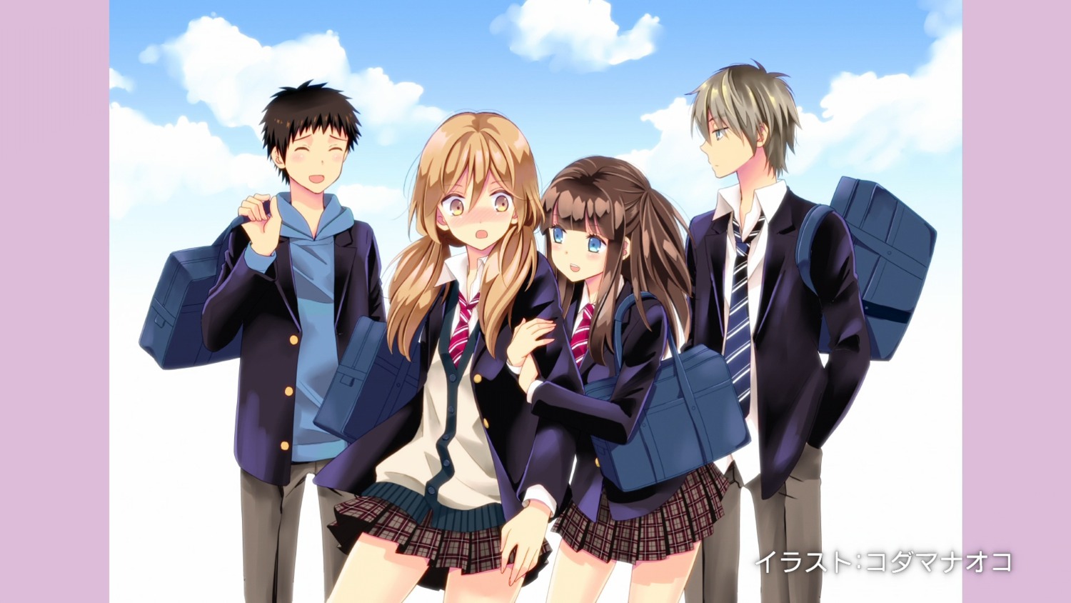 fujiwara_(netsuzou_trap), kodama_naoko, mizushina_hotaru, netsuzou_trap, okazaki_yuma, seifuku, takeda_(netsuzou_trap), yuri