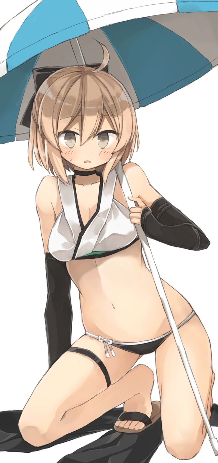 bikini, cleavage, fate/grand_order, garter, murakami_meishi, okita_souji_(fate), swimsuits