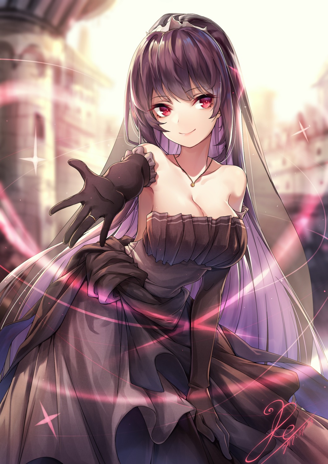 autographed, cleavage, dress, rukousou_no_hana, wedding_dress