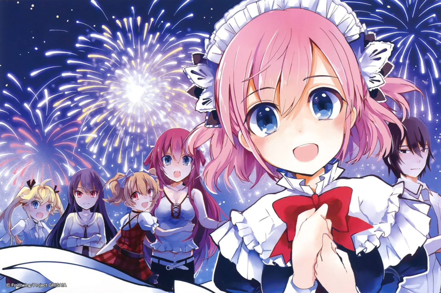 azuma_aya, cleavage, dress, endcard, grisaia, grisaia_no_kajitsu, irisu_makina, kazami_yuuzi