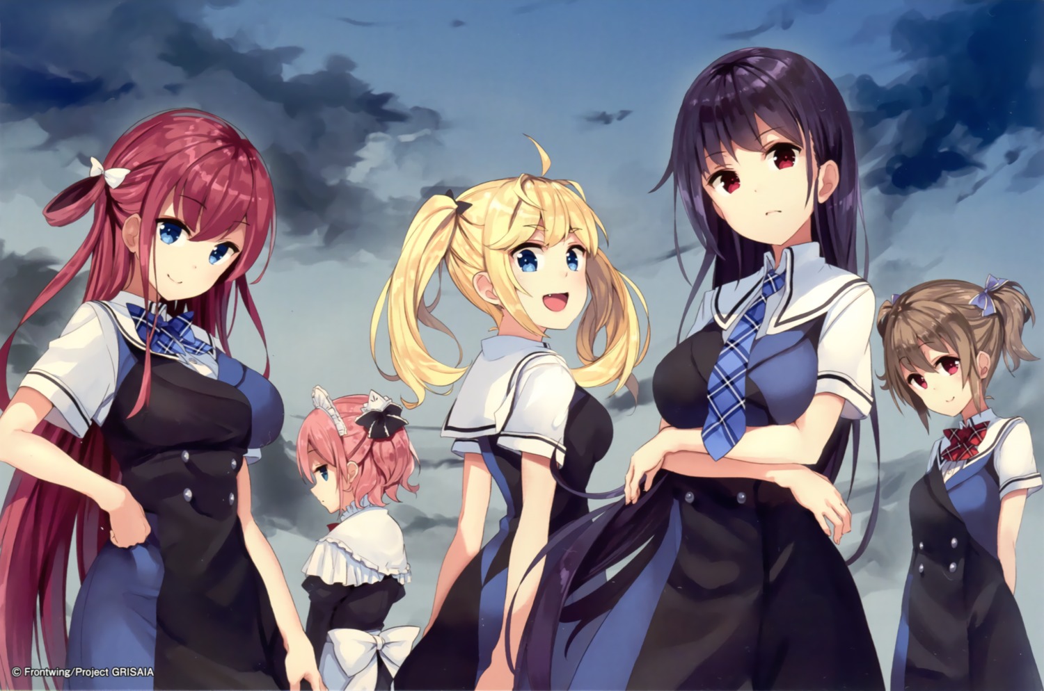endcard, grisaia, grisaia_no_kajitsu, irisu_makina, komine_sachi, maid, matsushima_michiru, paseri