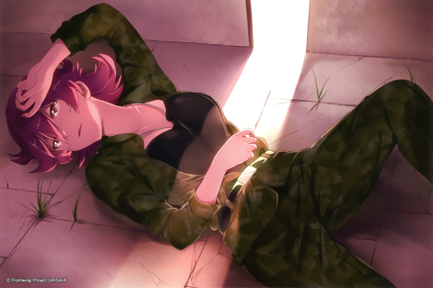 029, cleavage, endcard, grisaia, grisaia_no_rakuen, milliela_stanfield, open_shirt, uniform