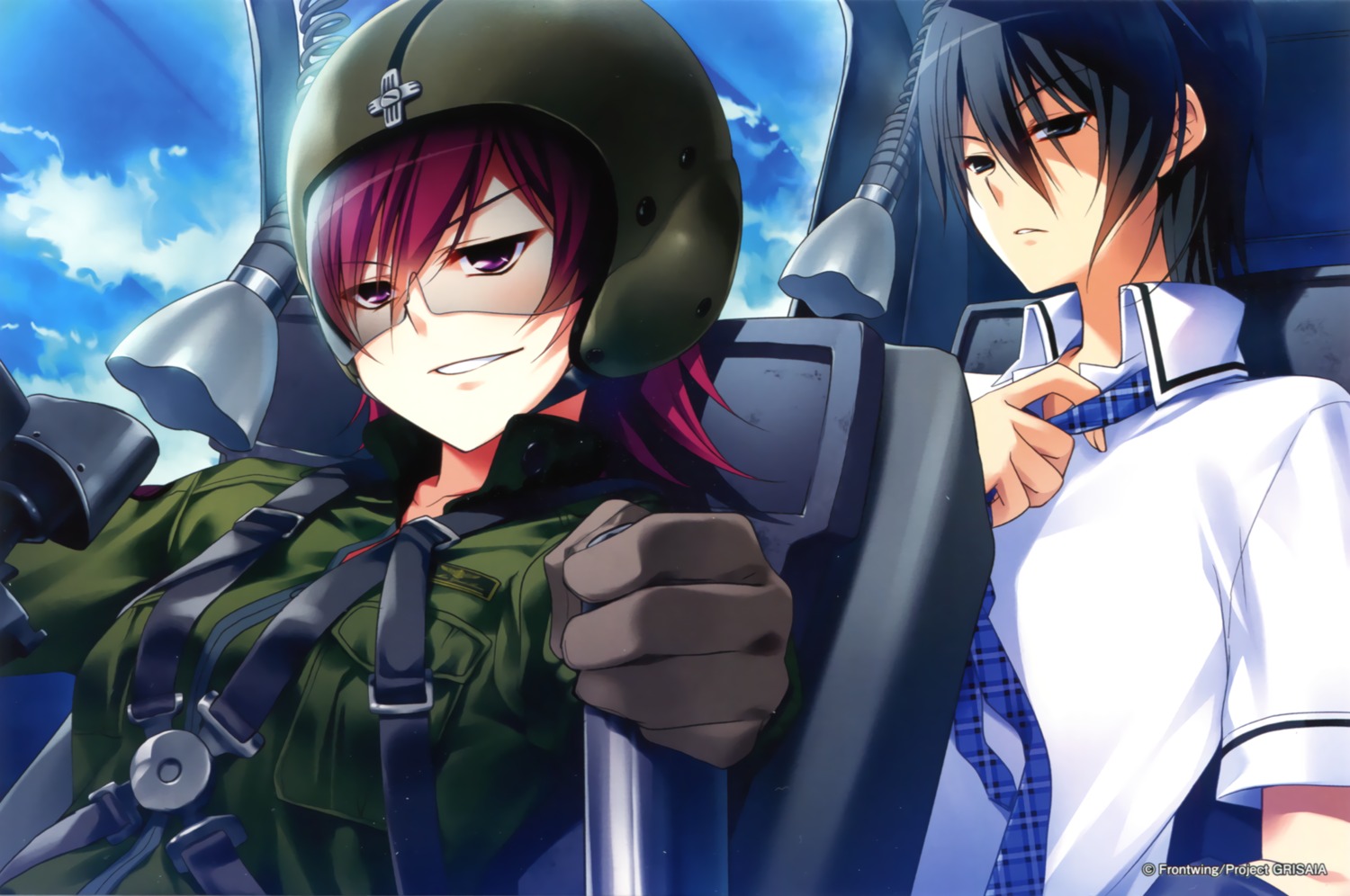 armor, endcard, grisaia, grisaia_no_rakuen, kazami_yuuzi, megane, milliela_stanfield, nanaca_mai, seifuku, uniform