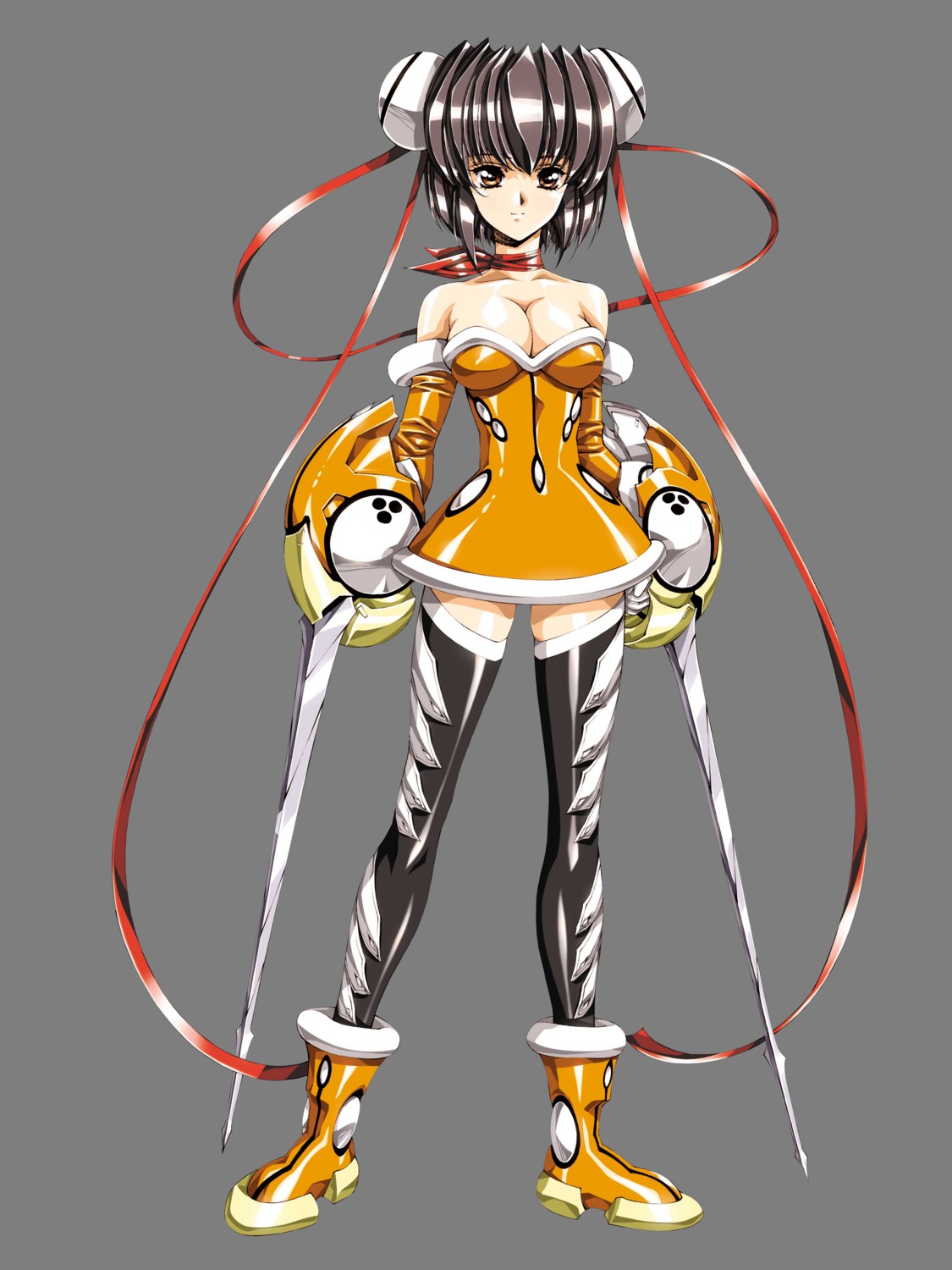 cleavage, dress, growlanser, growlanser_iv, thighhighs, transparent_png, urushihara_satoshi, weapon