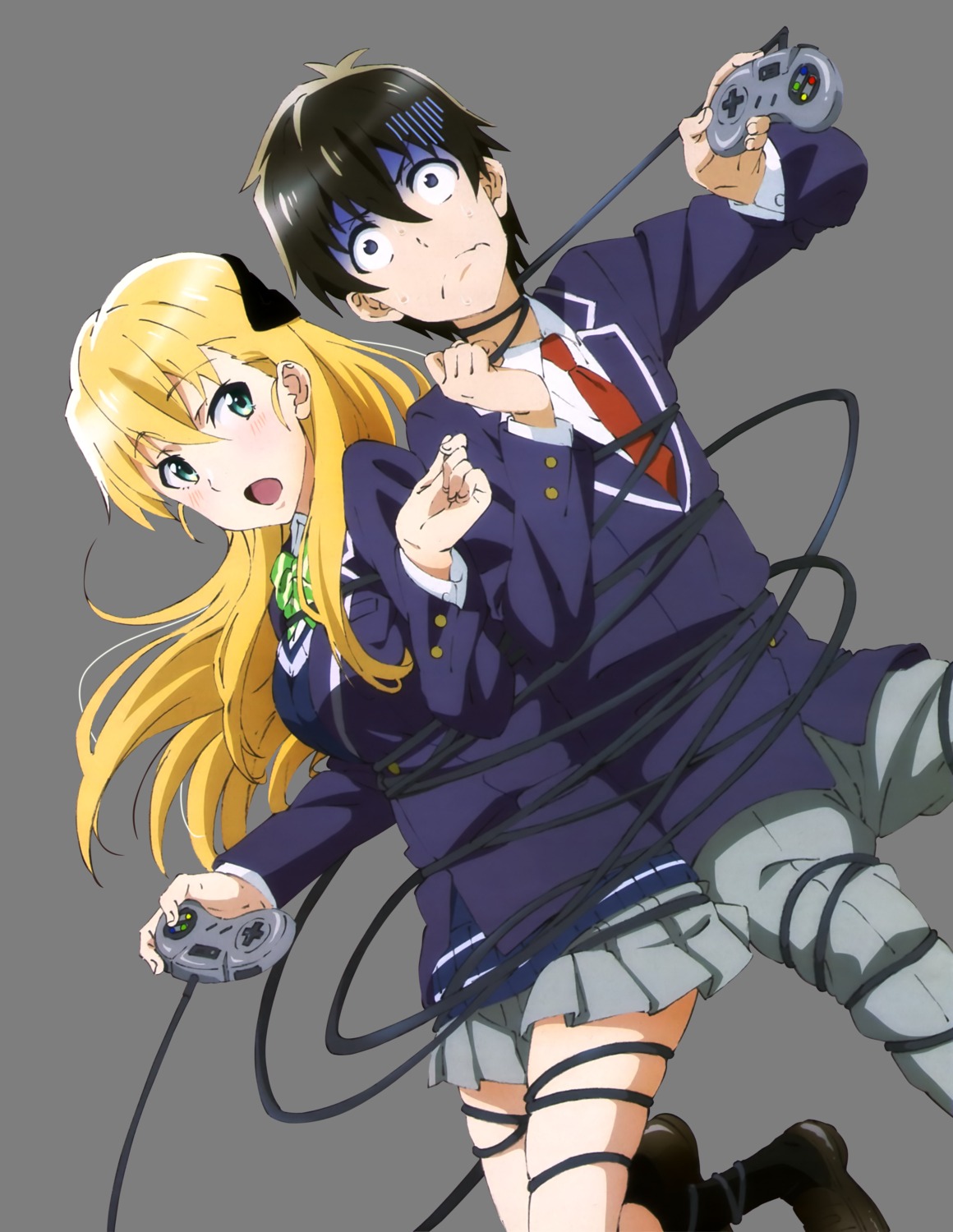 amano_keita, gamers!, seifuku, tendou_karen, transparent_png