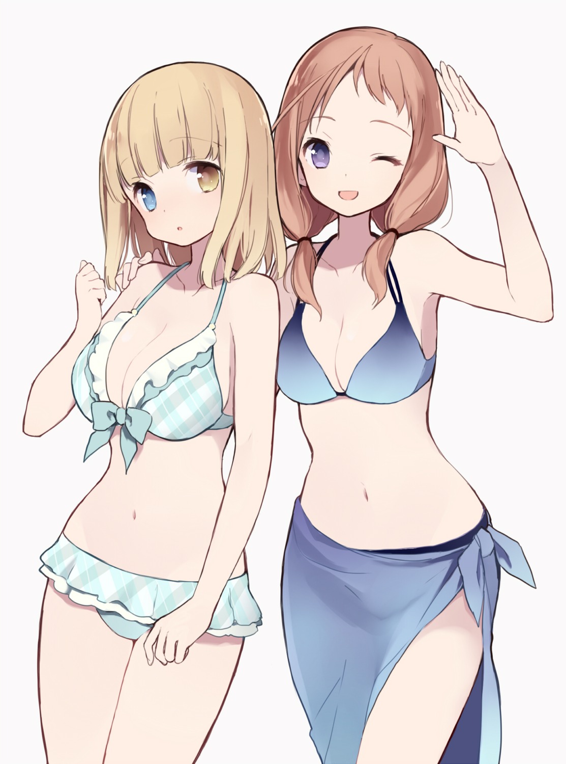 bikini, cleavage, fukuji_mihoko, heterochromia, itsumi_(itumiyuo), saki, swimsuits, takei_hisa