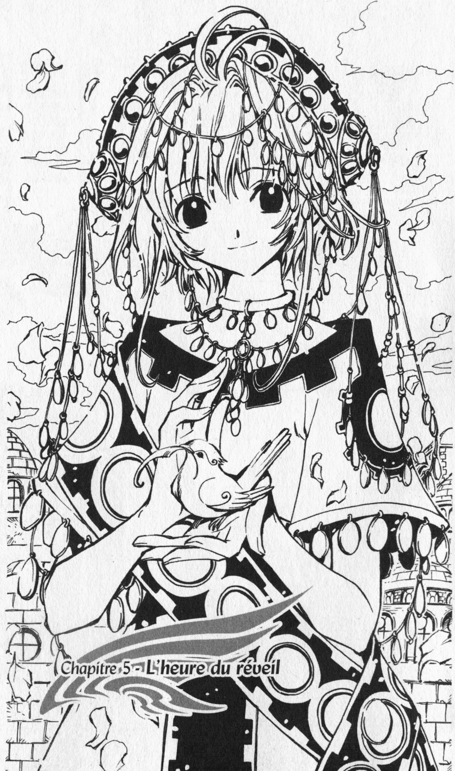 clamp, kinomoto_sakura, monochrome, paper_texture, tsubasa_reservoir_chronicle