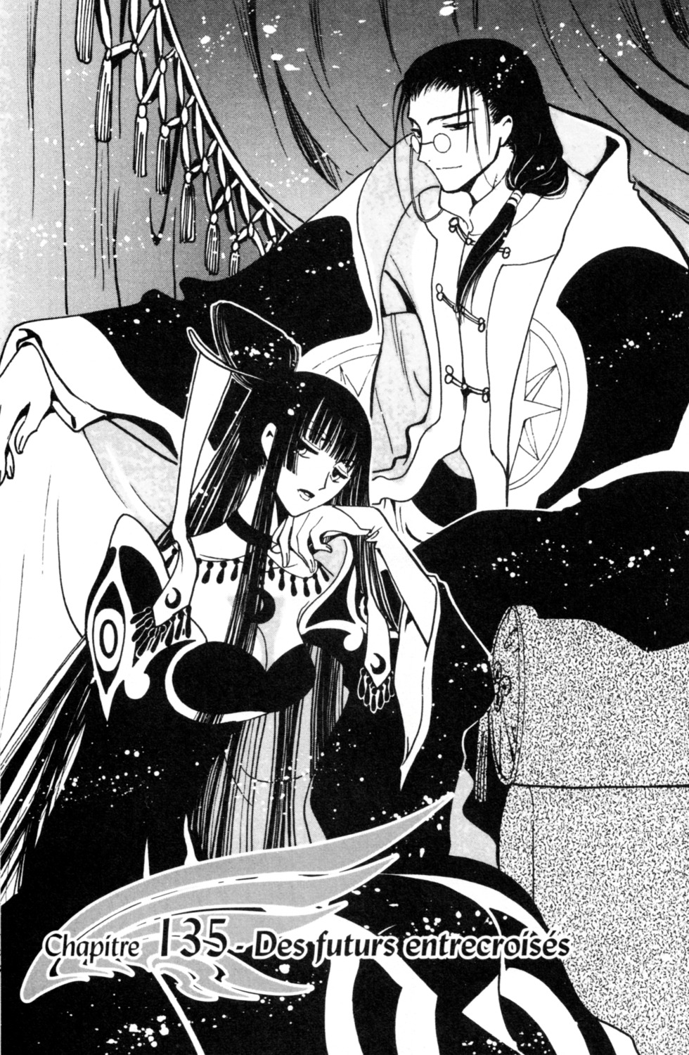 clamp, cleavage, clow_reed, dress, ichihara_yuuko, megane, monochrome, xxxholic