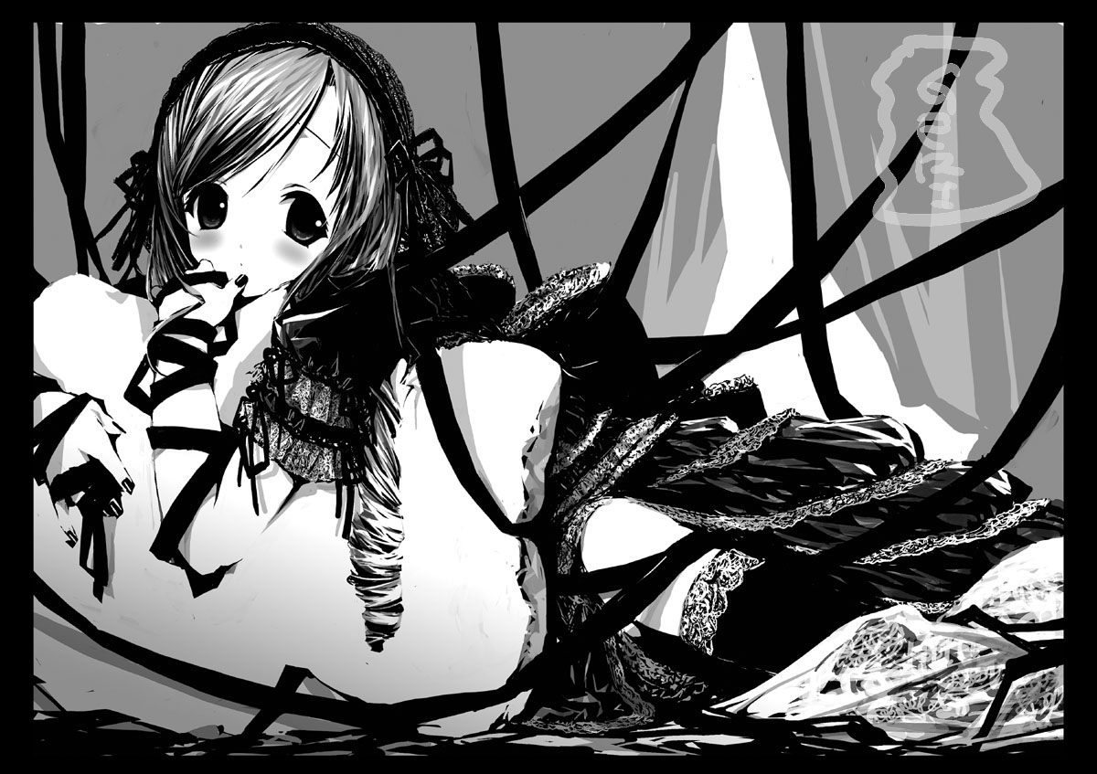 aria_(sister_princess), gothic_lolita, lolita_fashion, monochrome, sister_princess, tagme