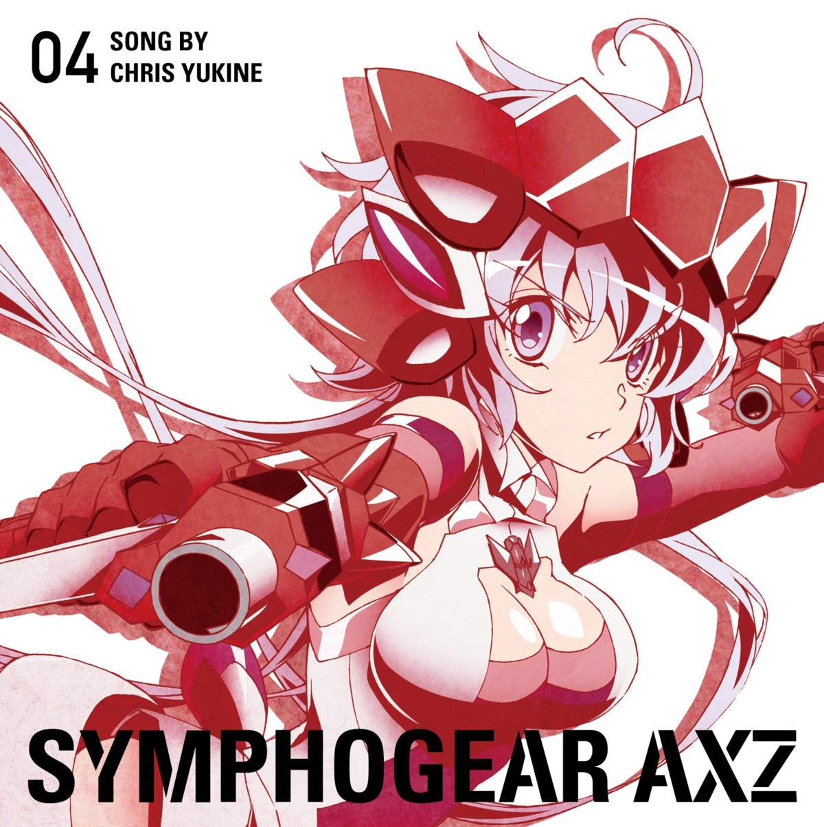 armor, cleavage, disc_cover, fujimoto_satoru, gun, senki_zesshou_symphogear, senki_zesshou_symphogear_axz, yukine_chris