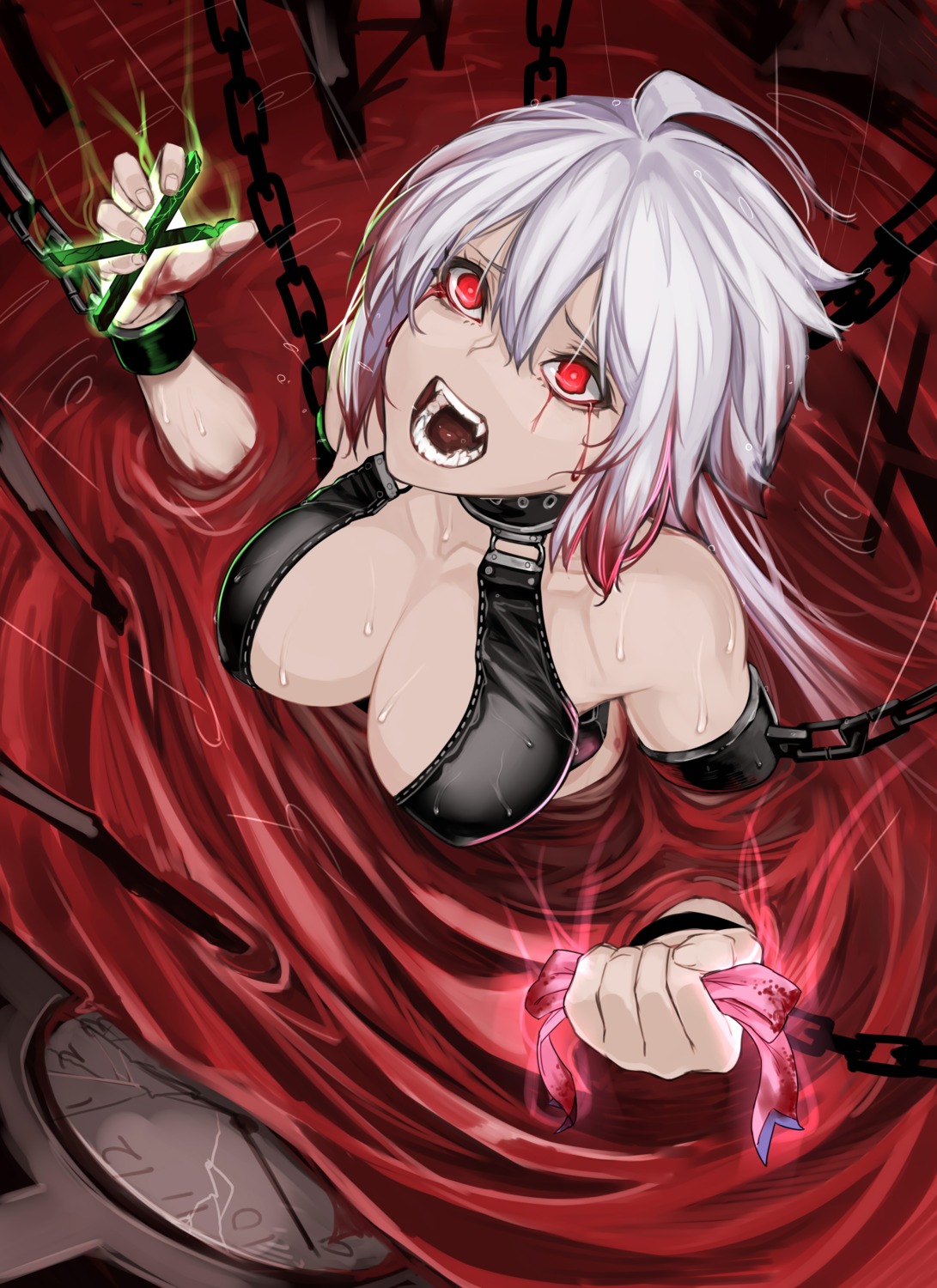 blood, bondage, cleavage, ryu0120, senki_zesshou_symphogear, yukine_chris