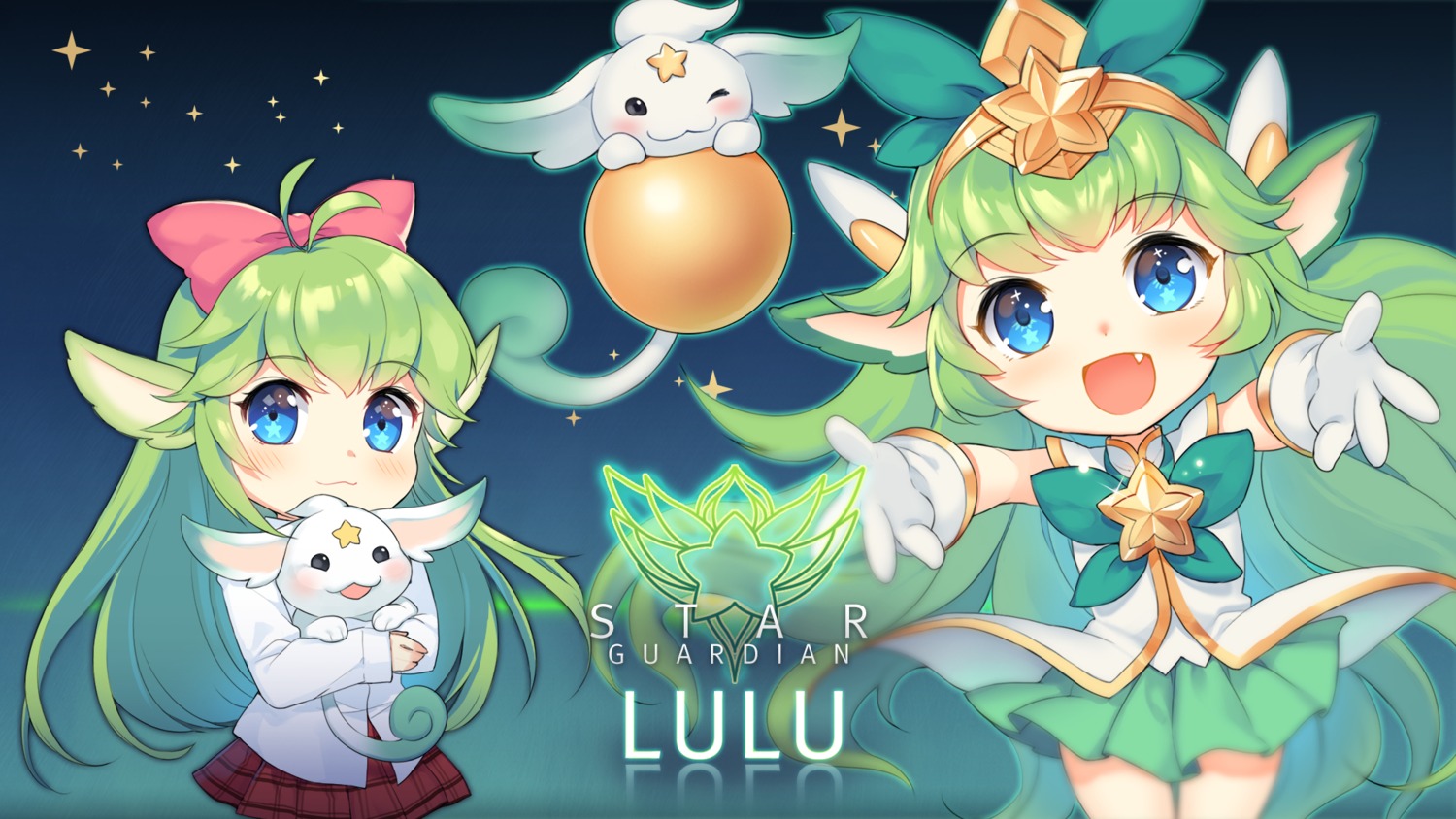 animal_ears, dakun, league_of_legends, lulu_(league_of_legends), seifuku, wallpaper