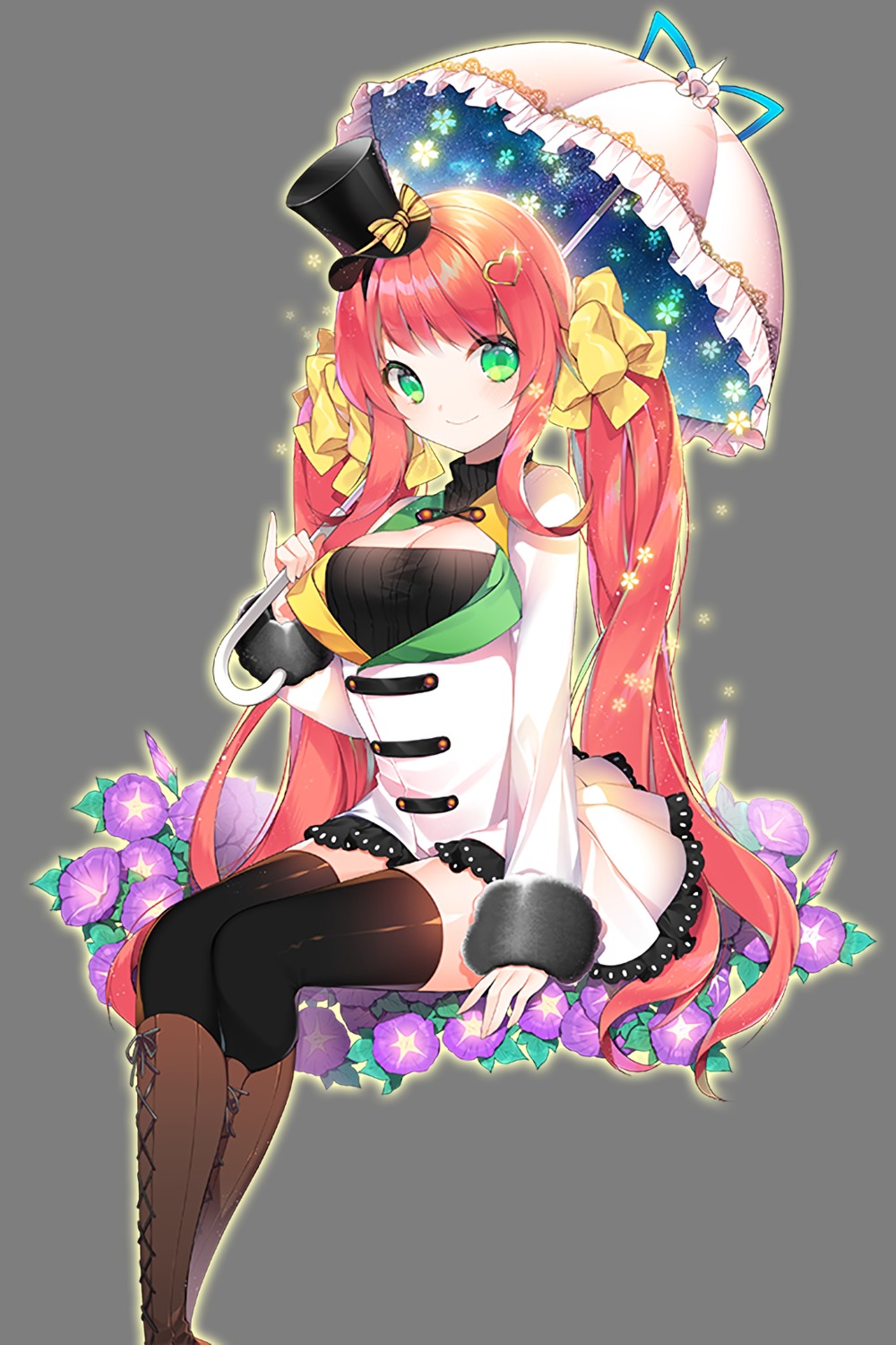 cleavage, dress, roh_nam_kyung, soccer_spirits, thighhighs, transparent_png, umbrella