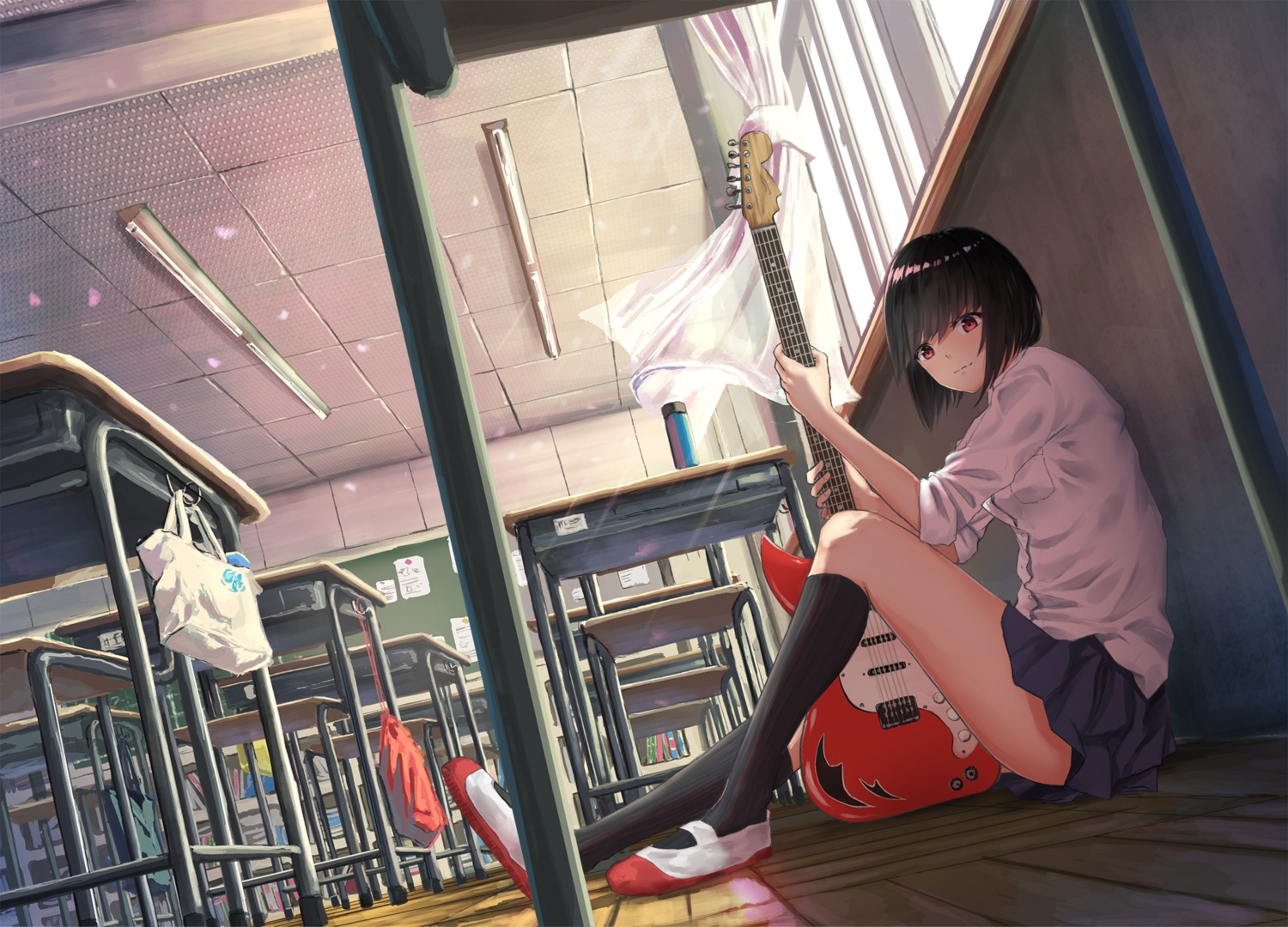 guitar, seifuku, sugi87