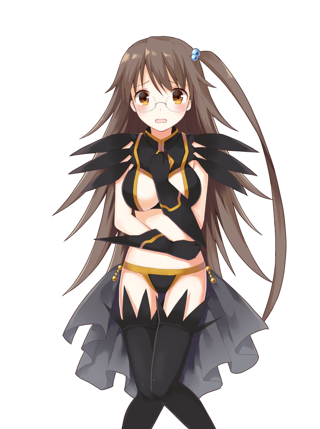 bikini_armor, breast_hold, kazakiri_hyouka, megane, shinomiya_yon, thighhighs, toaru_majutsu_no_index
