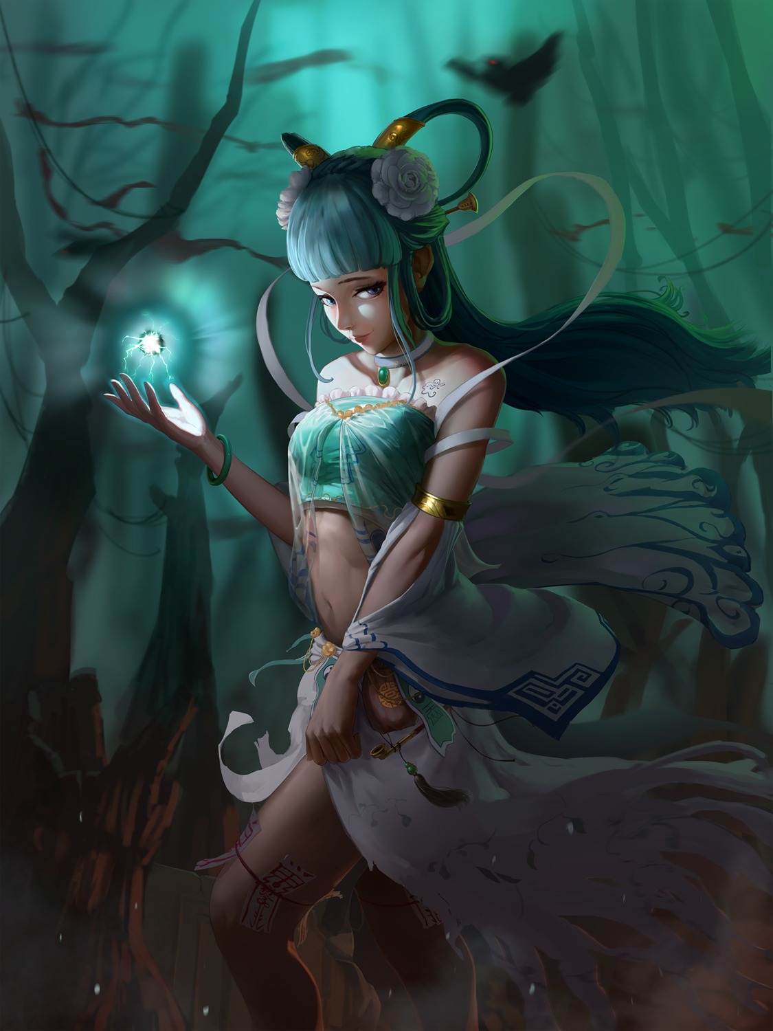 asian_clothes, kaku_seiga, sarena, see_through, tattoo, touhou