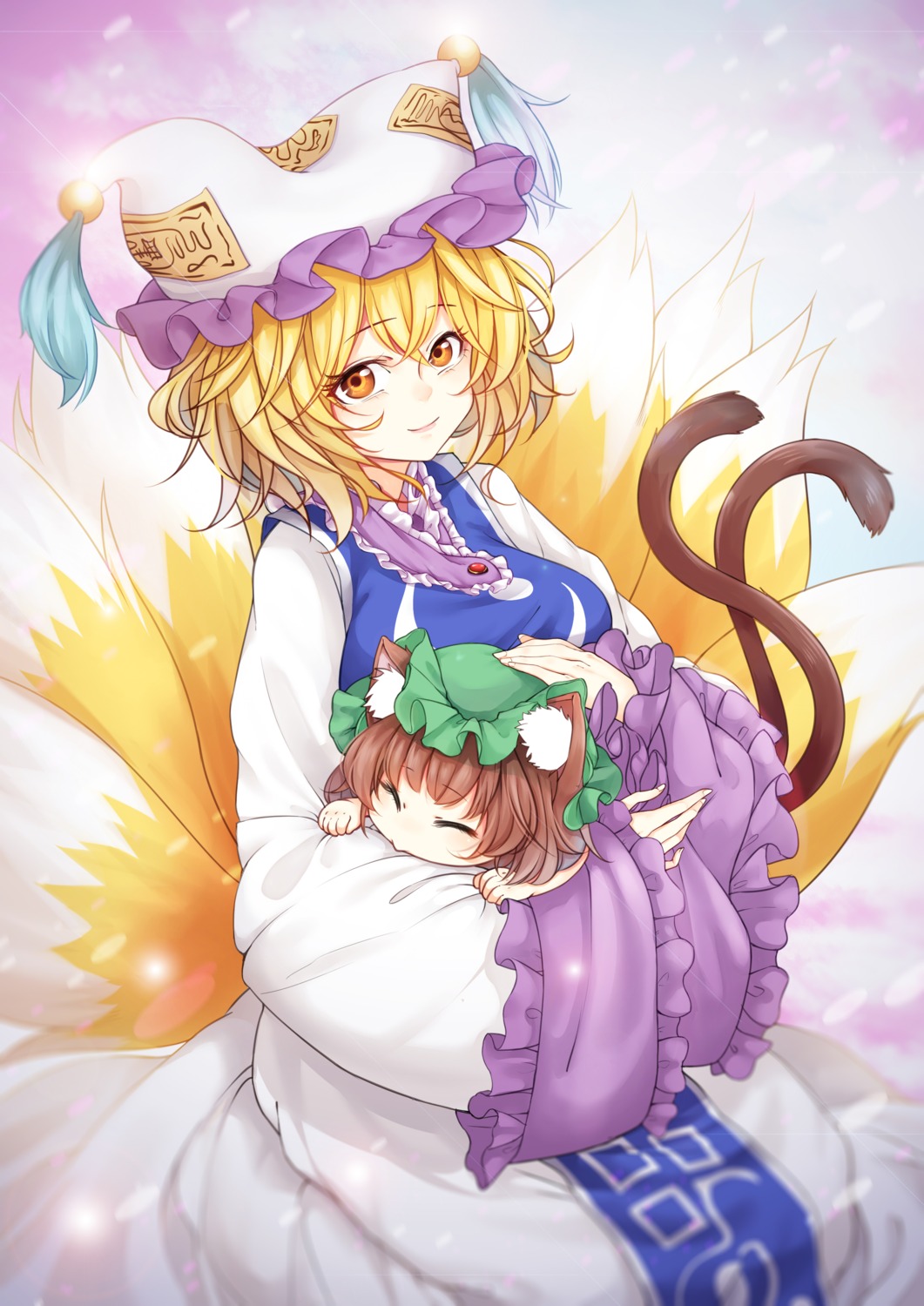 animal_ears, chen, tail, touhou, ya_kexi, yakumo_ran