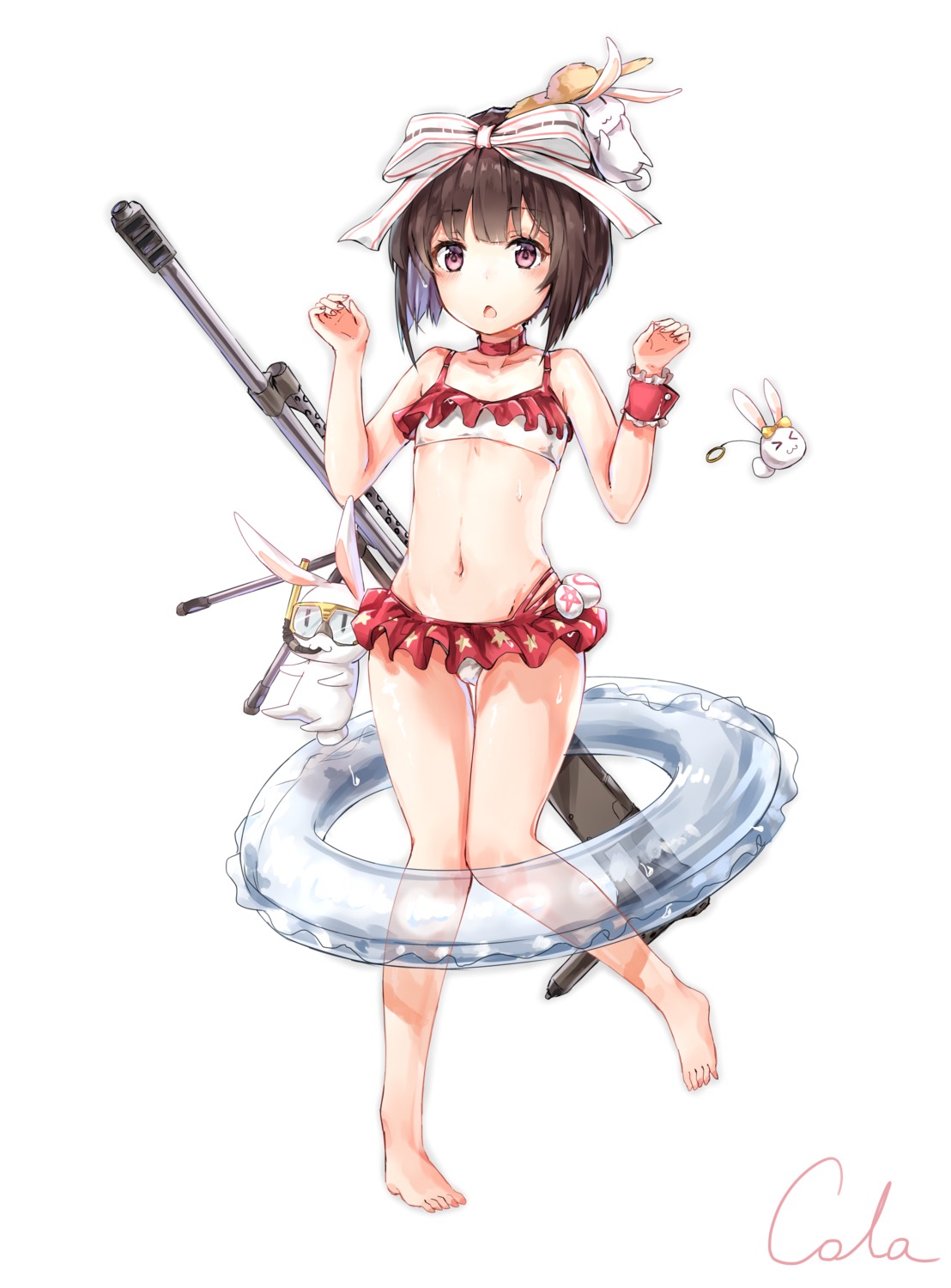 autographed, bikini, black_cola, girls_frontline, gun, m99_(girls_frontline), swimsuits