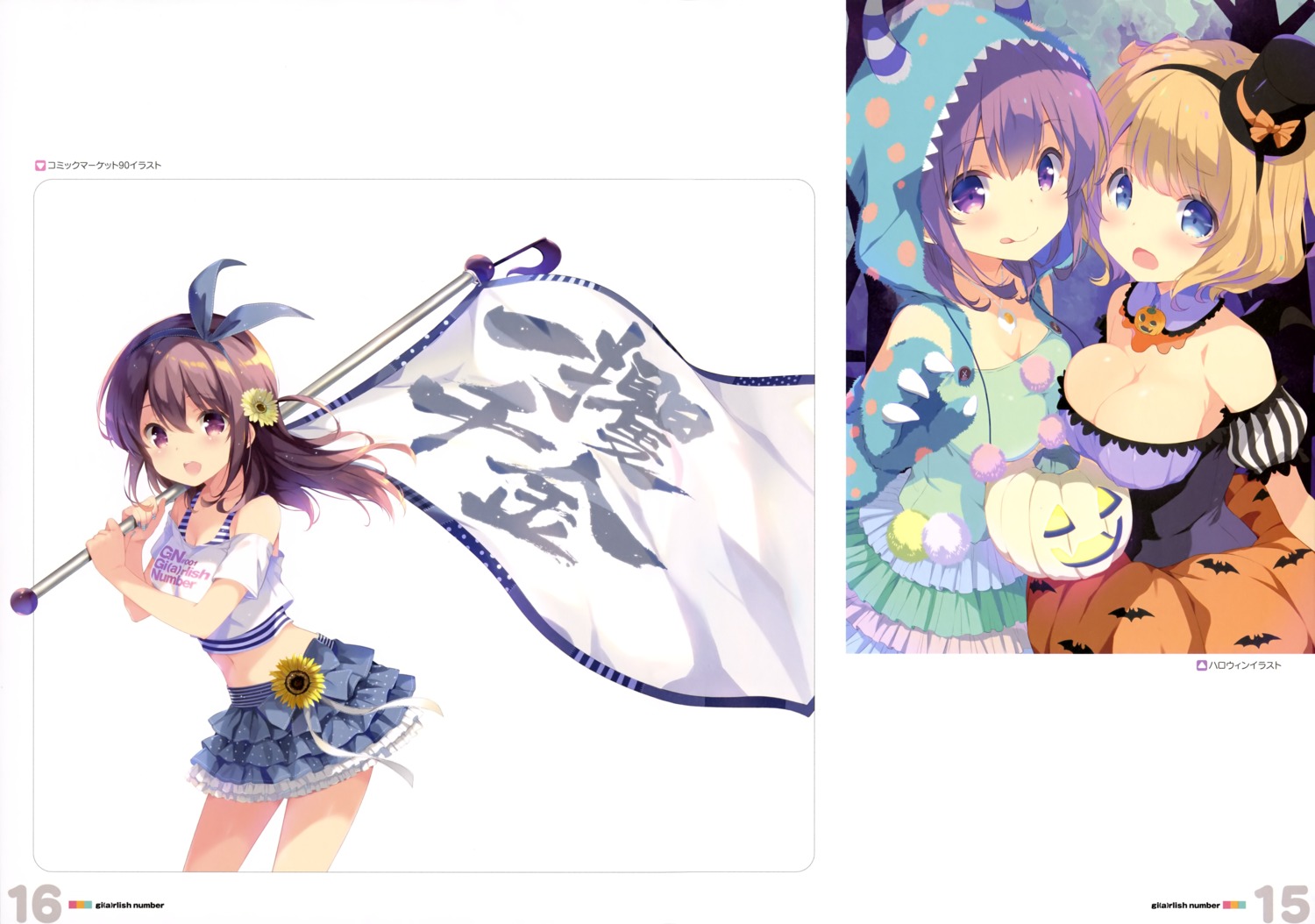 cleavage, gi(a)rlish_number, halloween, horns, karasuma_chitose_(giarlish_number), kugayama_yae, ohara_tometa, qp:flapper