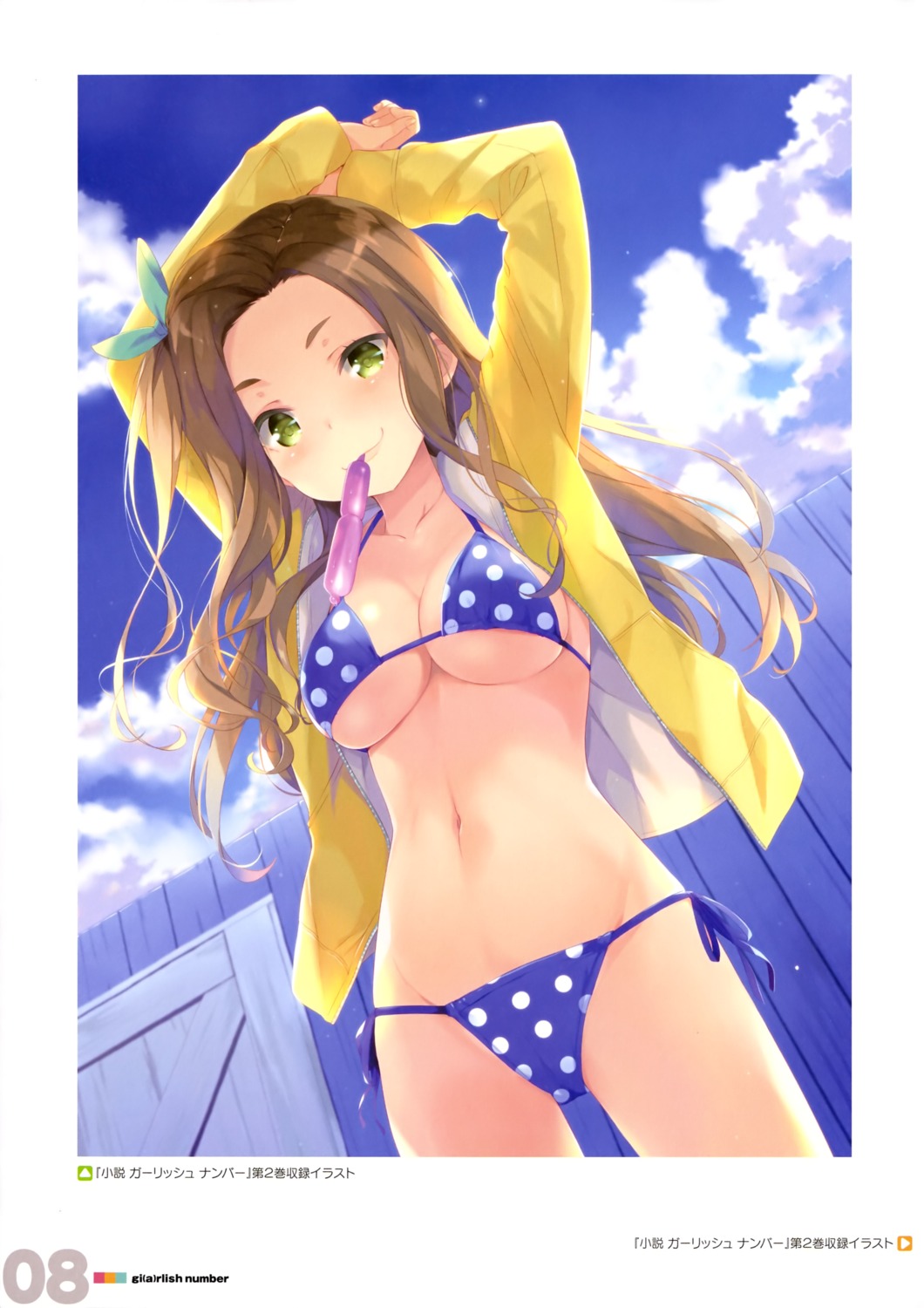 bikini, cleavage, gi(a)rlish_number, katakura_koto, ohara_tometa, open_shirt, qp:flapper, swimsuits, underboob