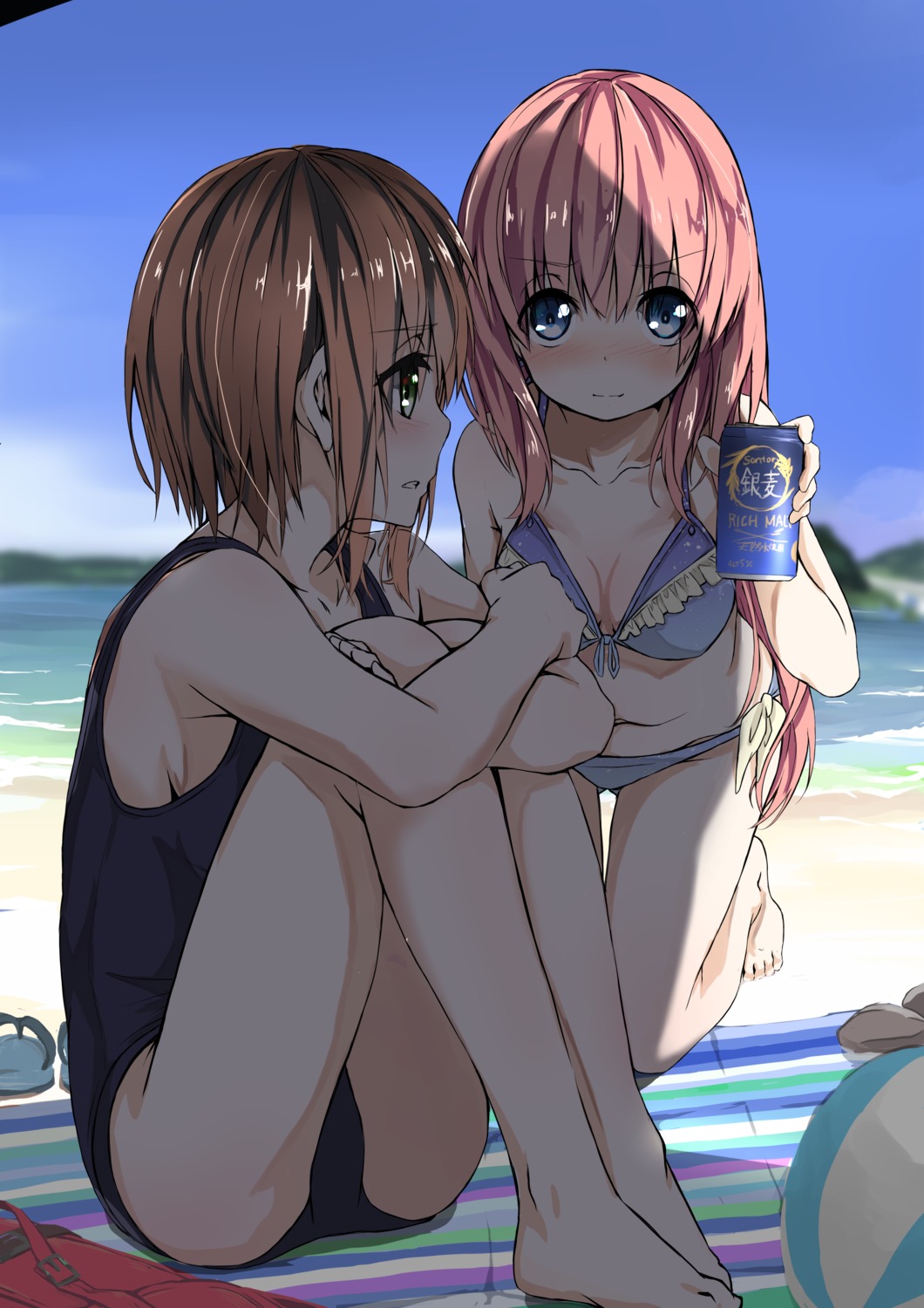 ass, bikini, cleavage, feet, school_swimsuit, shuutou_haruka, swimsuits