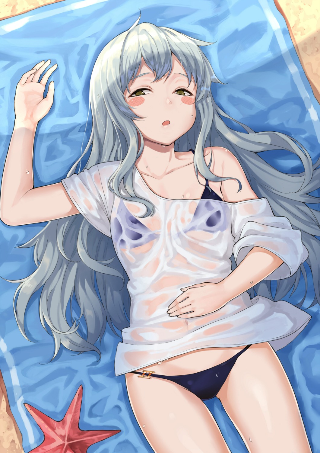 bikini, g11_(girls_frontline), girls_frontline, see_through, shooene, swimsuits, wet, wet_clothes