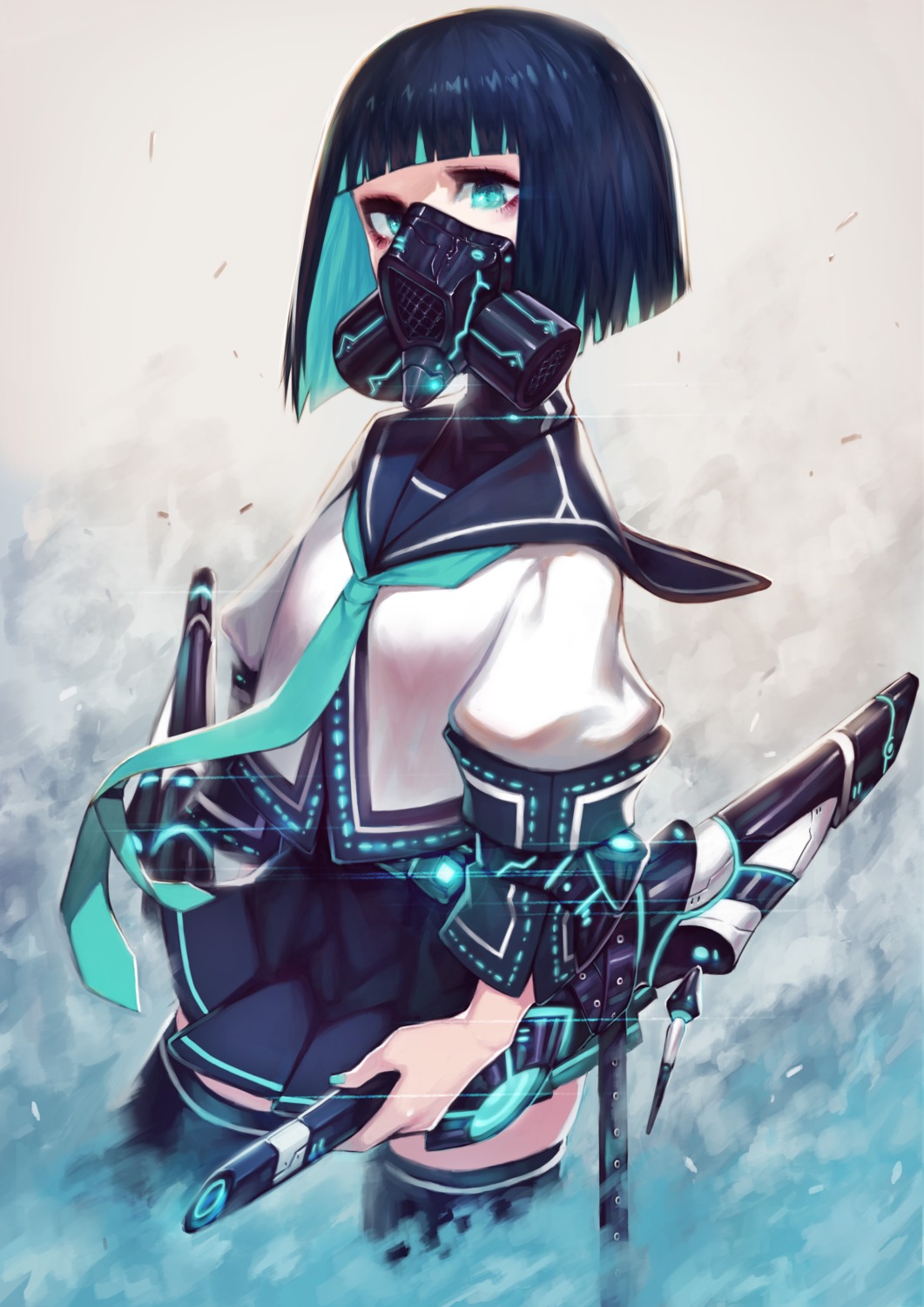 doku-chan_(dokkudokudoku), seifuku, sword, thighhighs