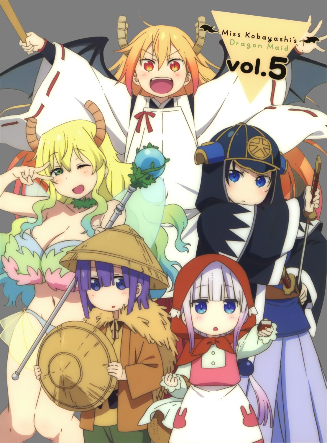 armor, bikini, cleavage, elma_(maidragon), horns, japanese_clothes, kanna_kamui, kobayashi-san_chi_no_maidragon