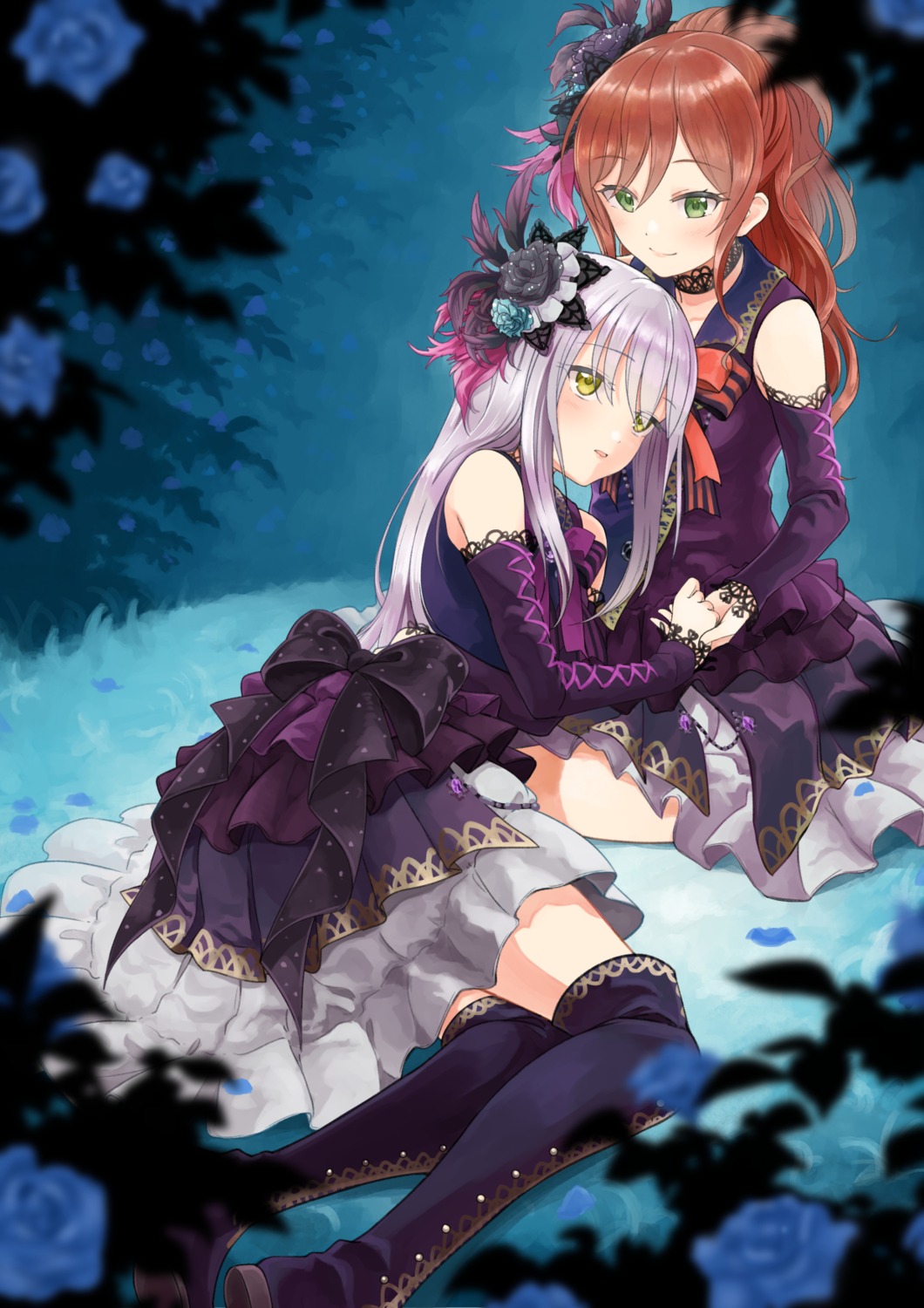 bang_dream!, bang_dream!_episode_of_roselia, dress, himu_hifumi, imai_lisa, minato_yukina, thighhighs