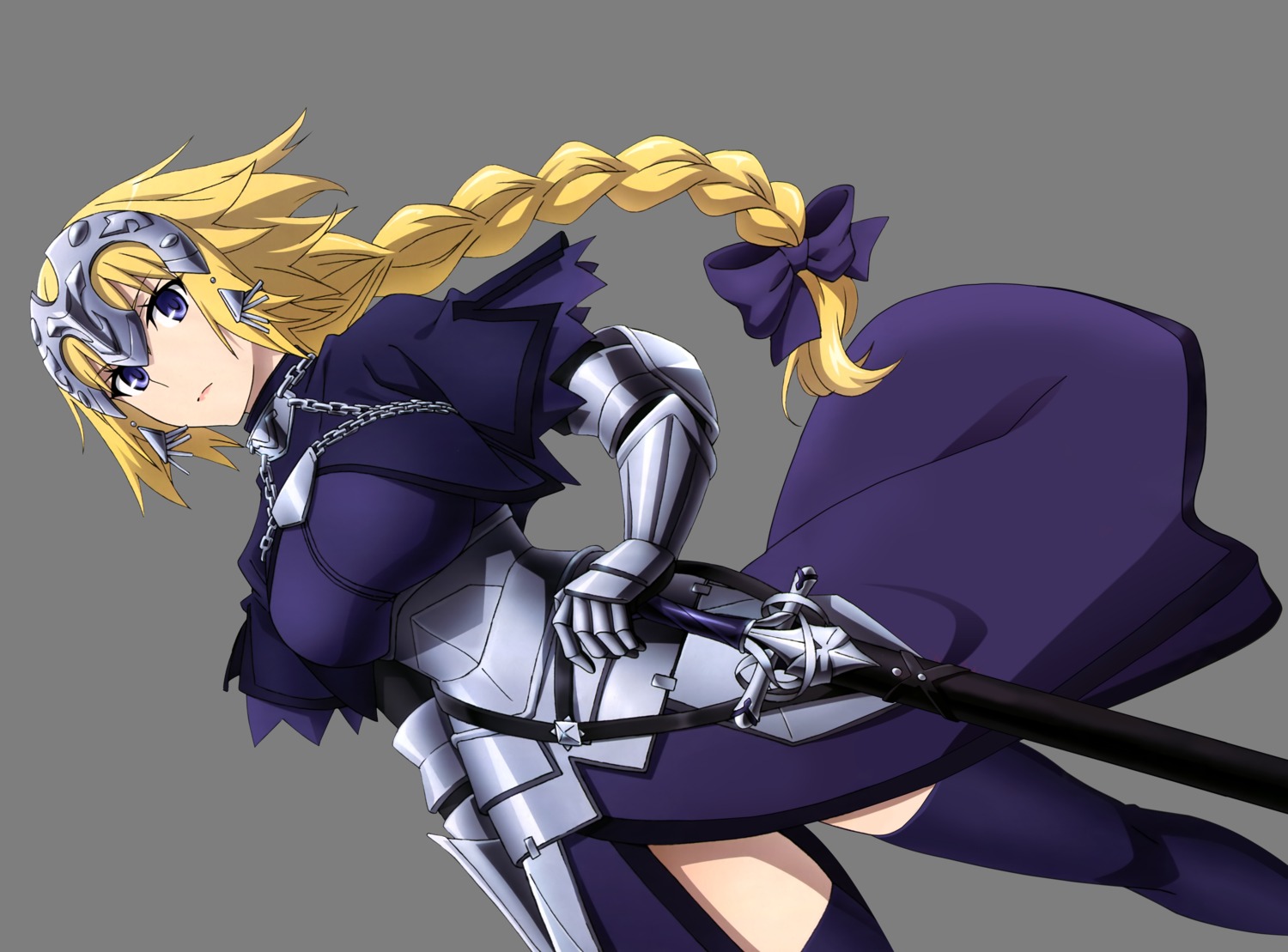 armor, fate/apocrypha, fate/stay_night, jeanne_d'arc, jeanne_d'arc_(fate), koga_miyuki, sword, thighhighs