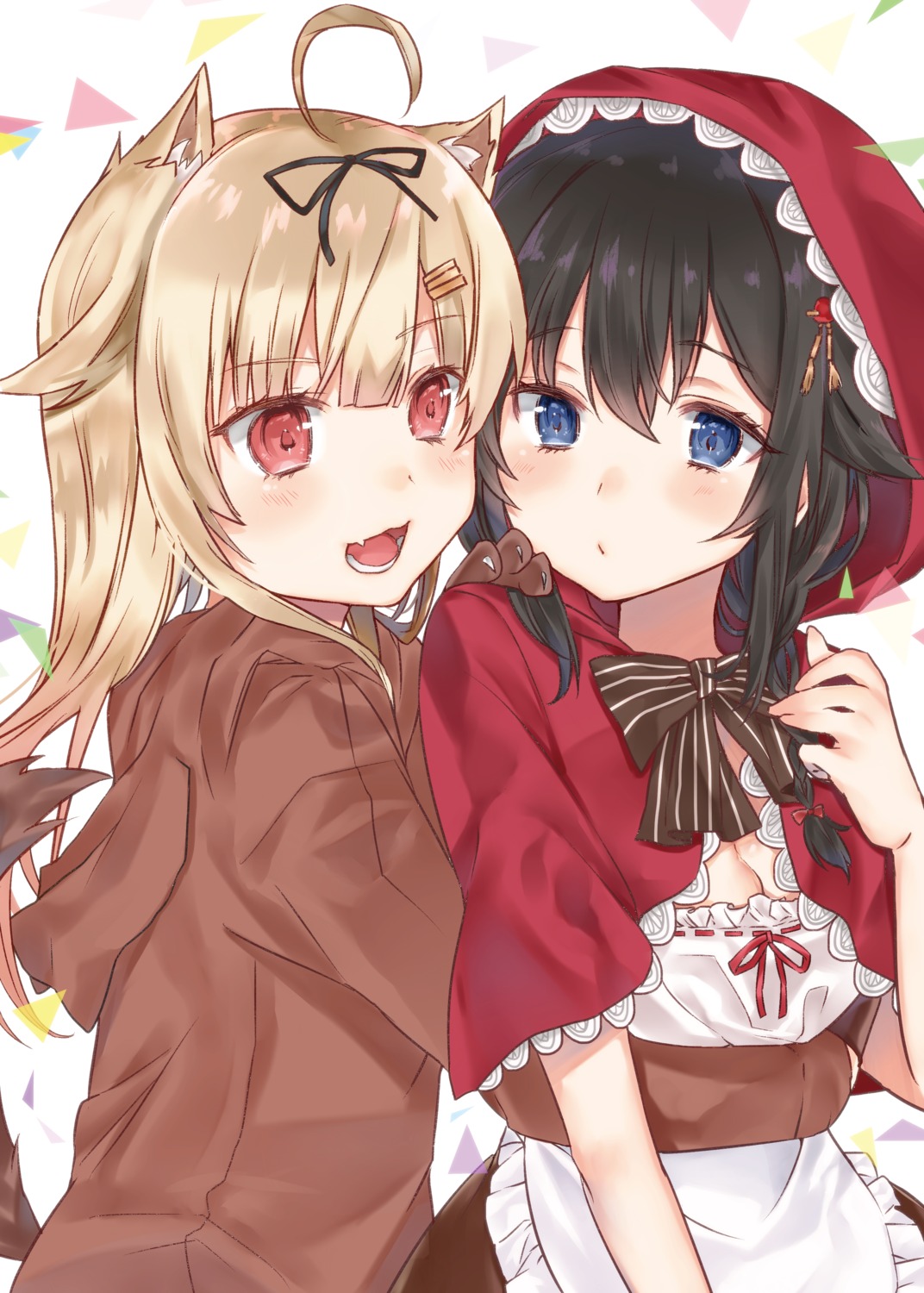 animal_ears, big_bad_wolf, cosplay, hoshimiya_nazuna, kantai_collection, little_red_riding_hood_(character), shigure_(kancolle), tail