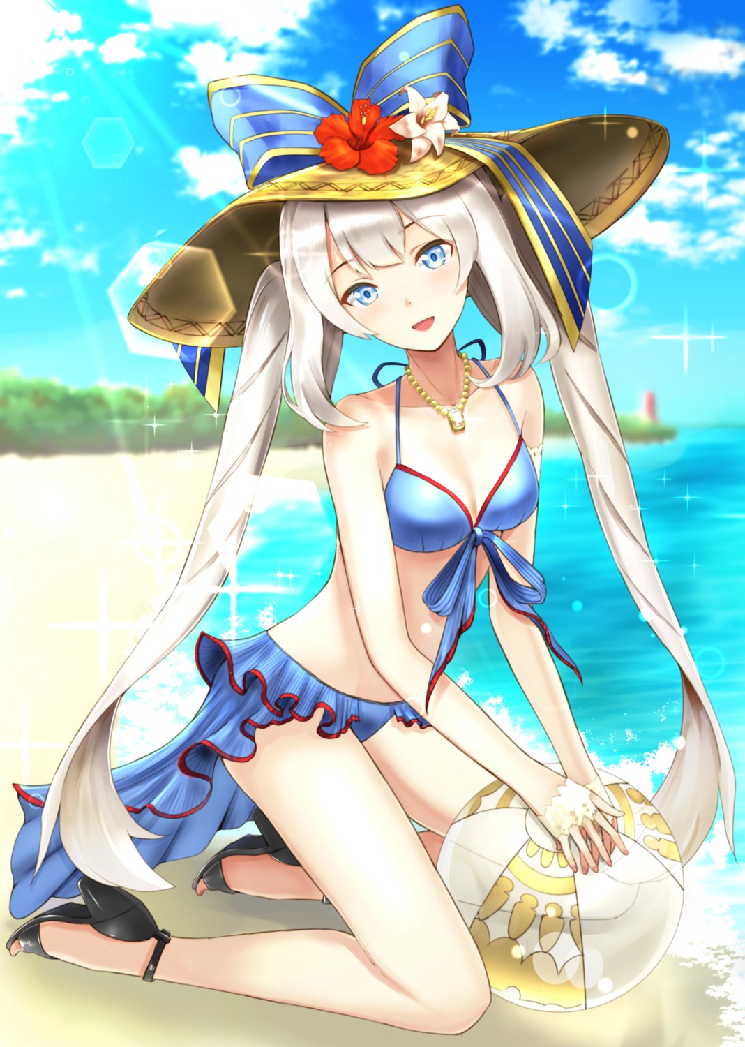 bikini, cleavage, fate/grand_order, heels, marie_antoinette_(fate), swimsuits, telaform