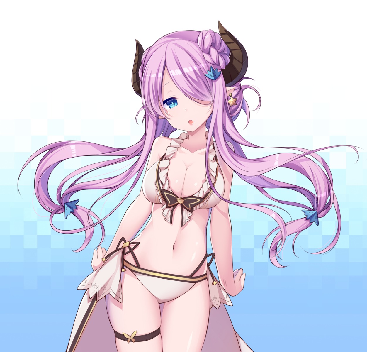amemiya_ruki, bikini, cleavage, garter, granblue_fantasy, horns, narumeia_(granblue_fantasy), pointy_ears