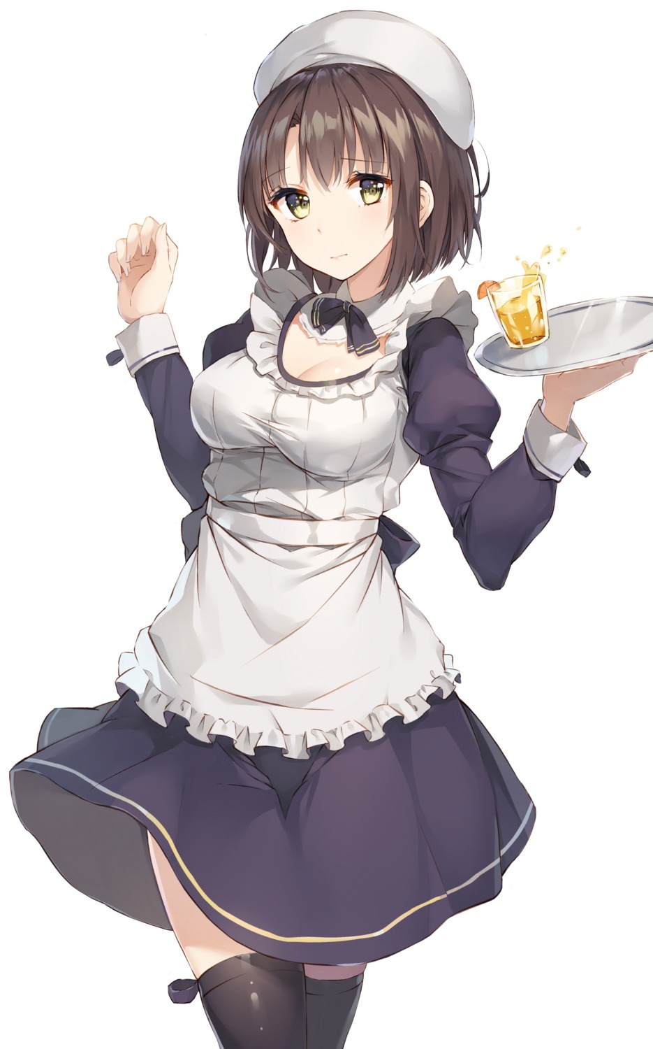 cleavage, katou_megumi, maid, rikoma, saenai_heroine_no_sodatekata, thighhighs, waitress