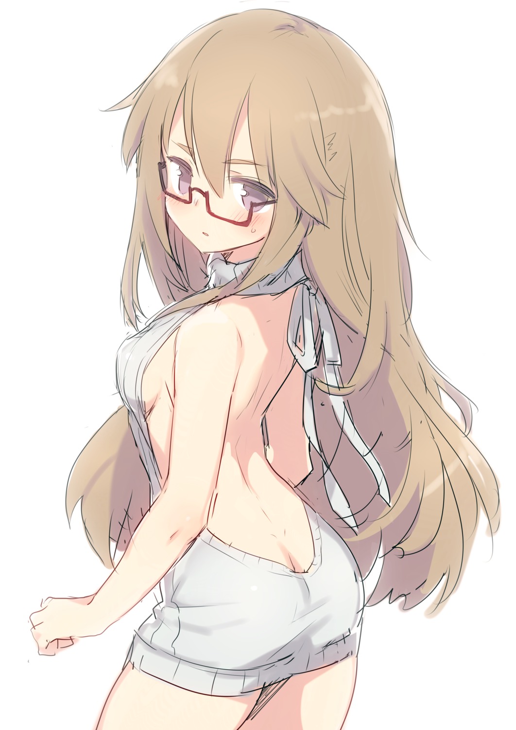 ass, hiraga_matsuri, megane, no_bra, nopan, sweater