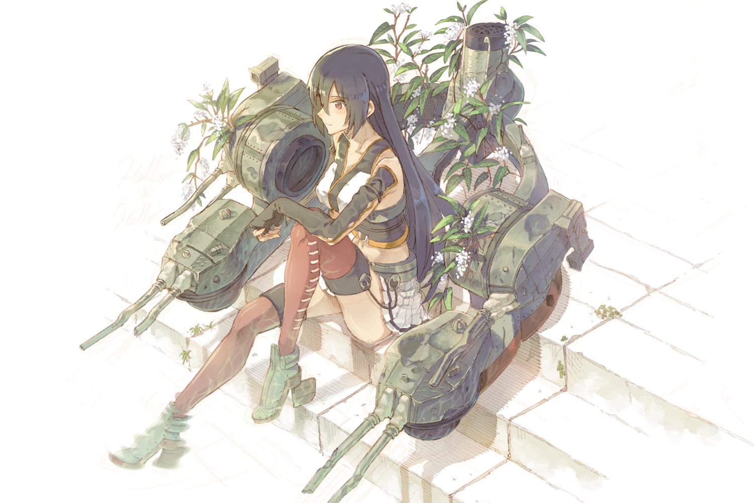 cosmic, heels, kantai_collection, nagato_(kancolle), stockings, thighhighs