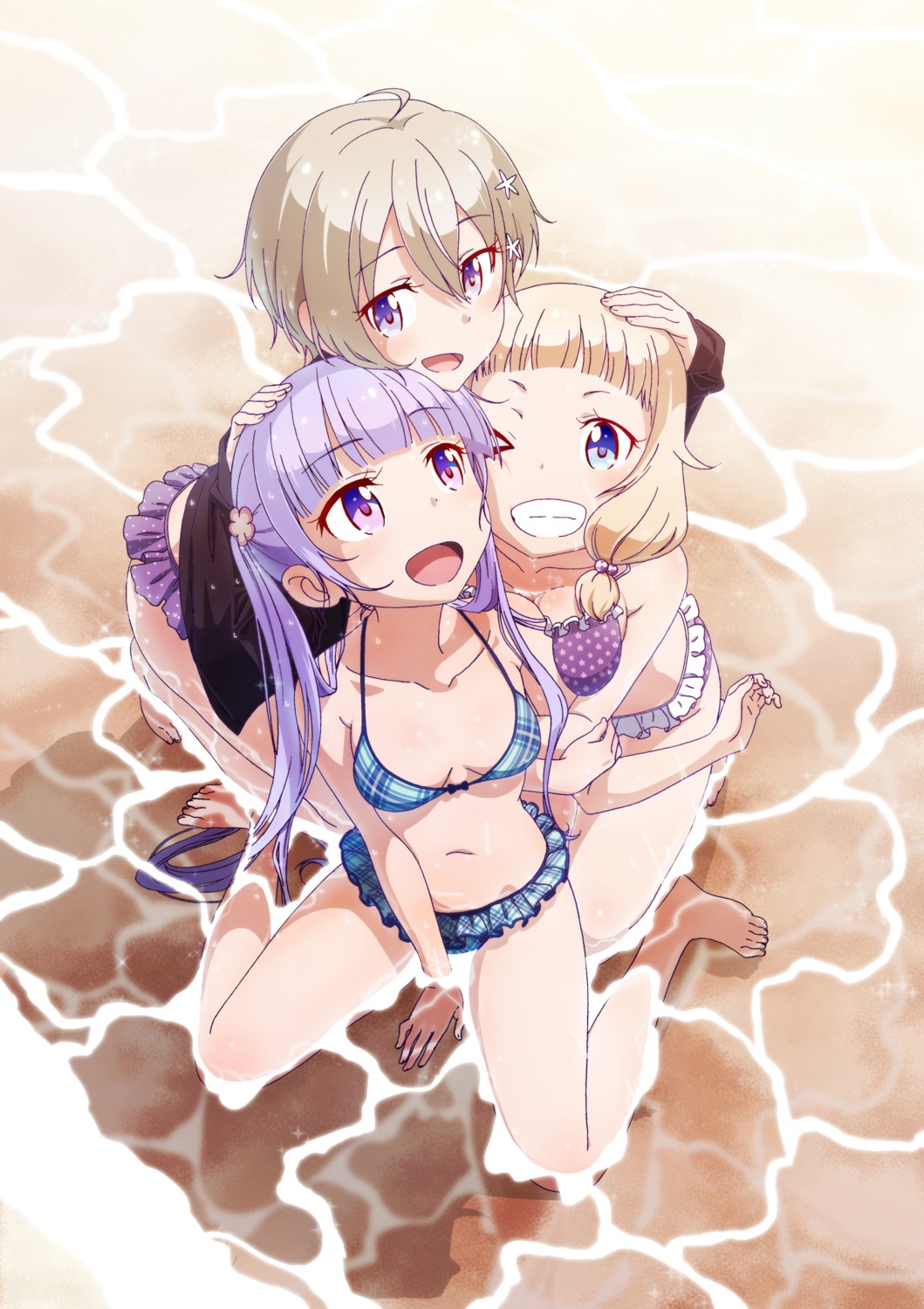 bikini, cleavage, hoshikawa_hotaru, makicha, new_game!, sakura_nene, suzukaze_aoba, swimsuits, wet