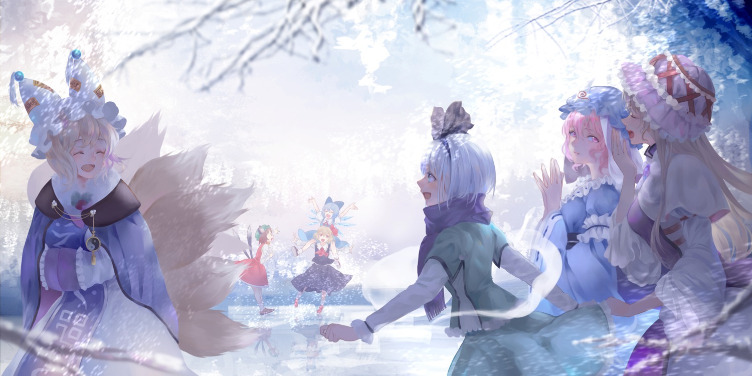chen, cirno, jyuui, konpaku_youmu, rumia, saigyouji_yuyuko, tail, touhou, wings, yakumo_ran, yakumo_yukari