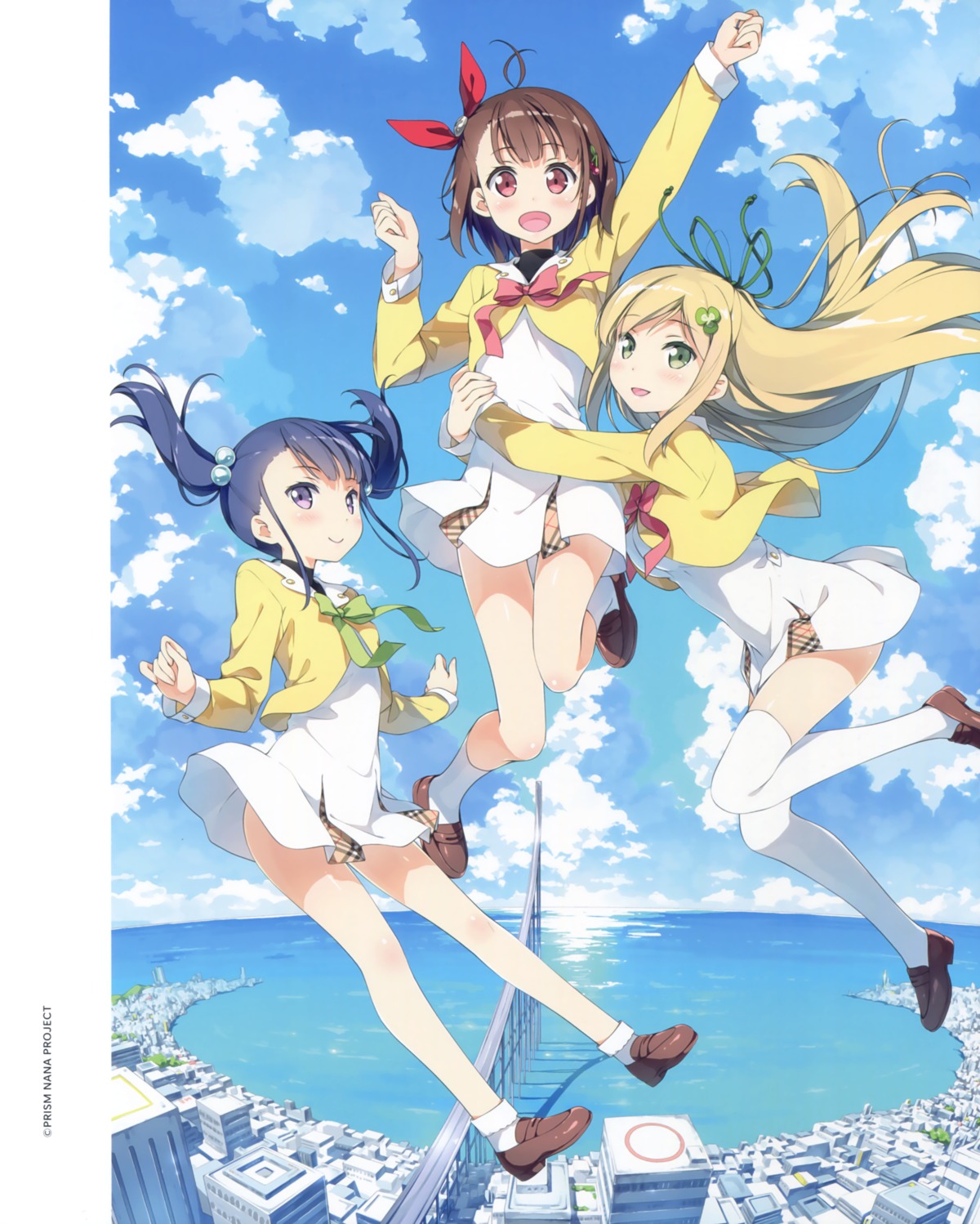 asagi_asuka, kantoku, magical_suite_prism_nana, oribe_kotone, skirt_lift, thighhighs, washioka_itaru