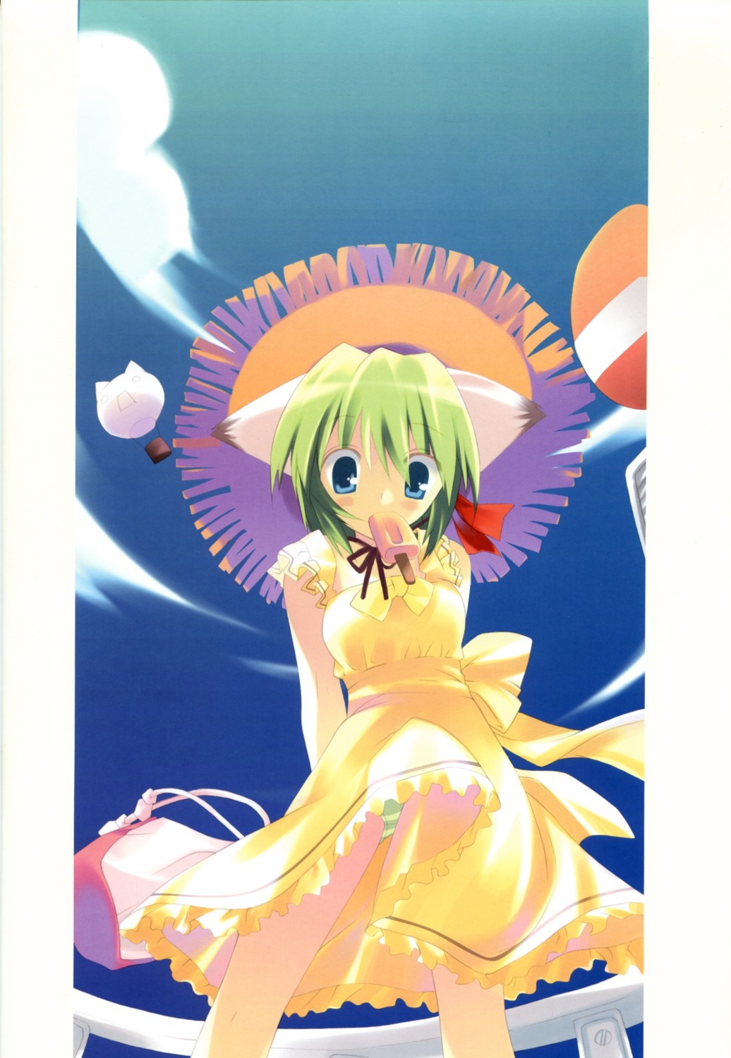 animal_ears, asuna, dress, greenwood, midori, nekomimi, pantsu, shimapan