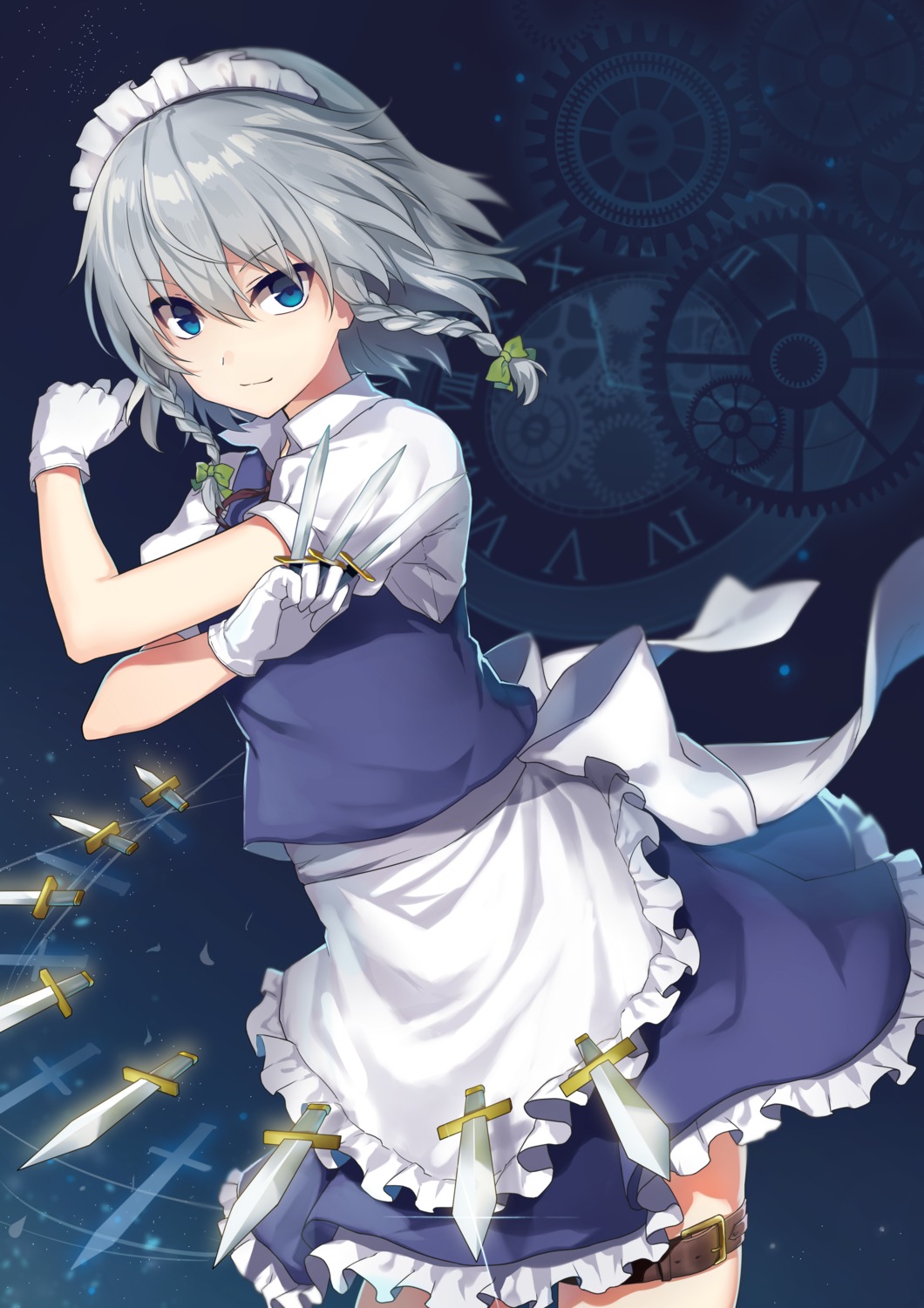 garter, izayoi_sakuya, maid, touhou, weapon, yada_(xxxadaman)