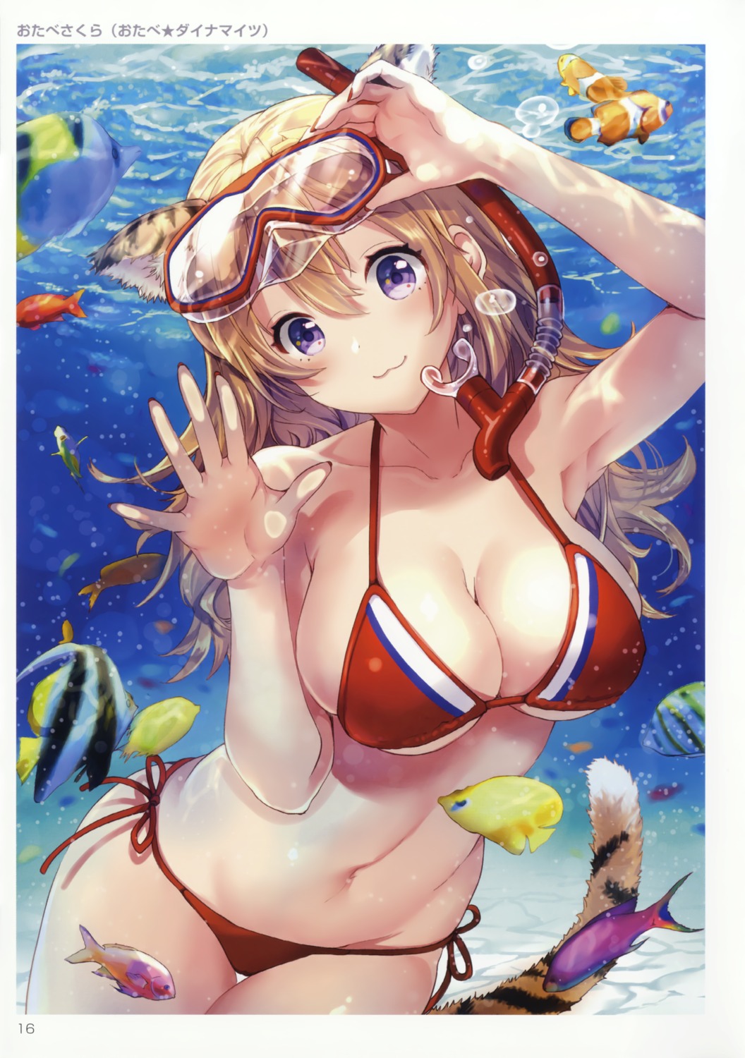 animal_ears, bikini, cleavage, otabe_sakura, swimsuits, tail, underboob