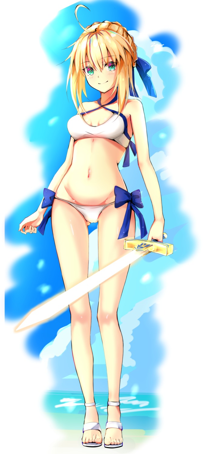 artoria_pendragon_(fate), bikini, cleavage, fate/stay_night, swimsuits, sword, yutchin