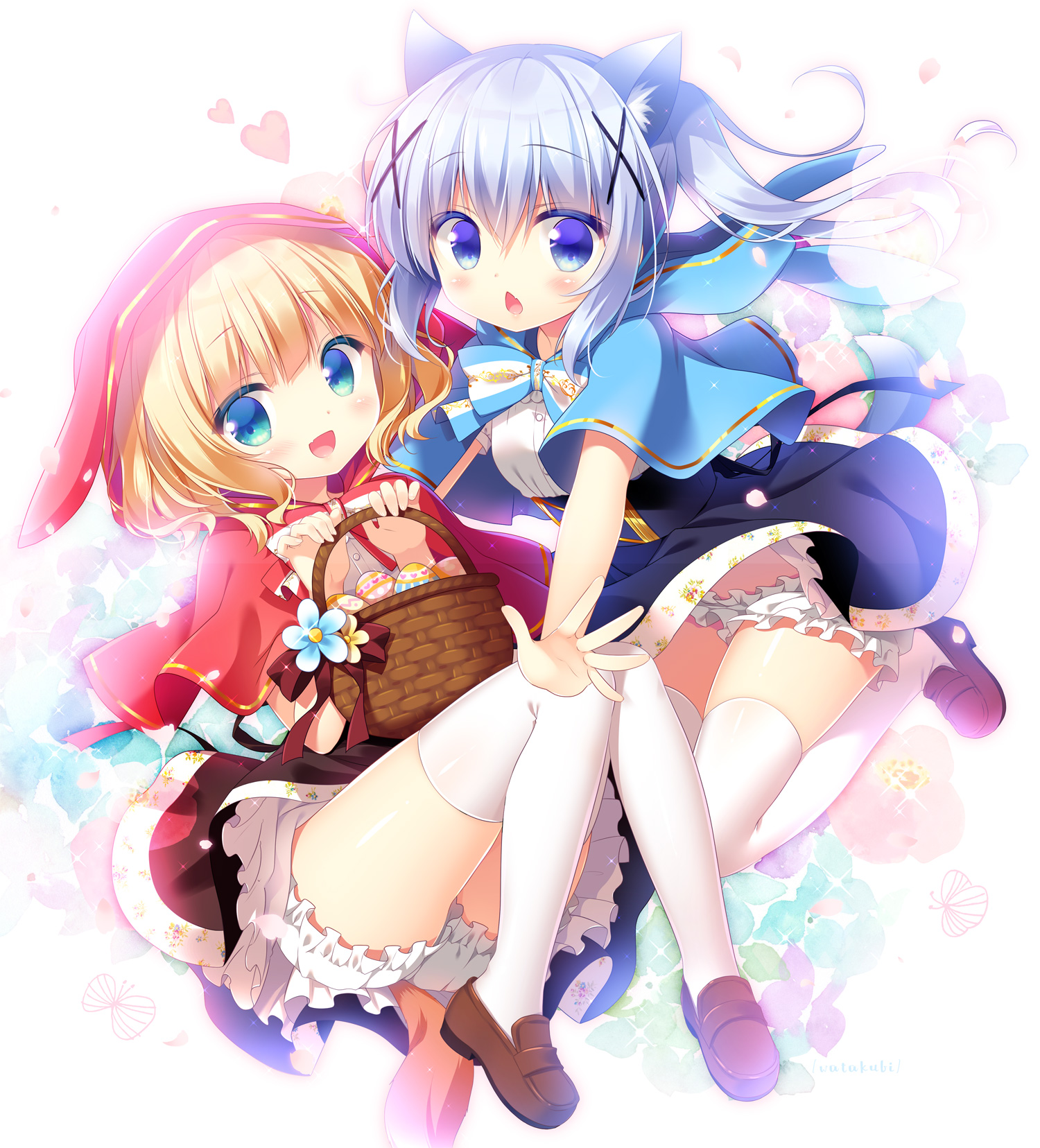 animal_ears, big_bad_wolf, bloomers, cosplay, gochuumon_wa_usagi_desu_ka?, kafuu_chino, kirima_sharo, little_red_riding_hood_(character), sasai_saji, tail, thighhighs