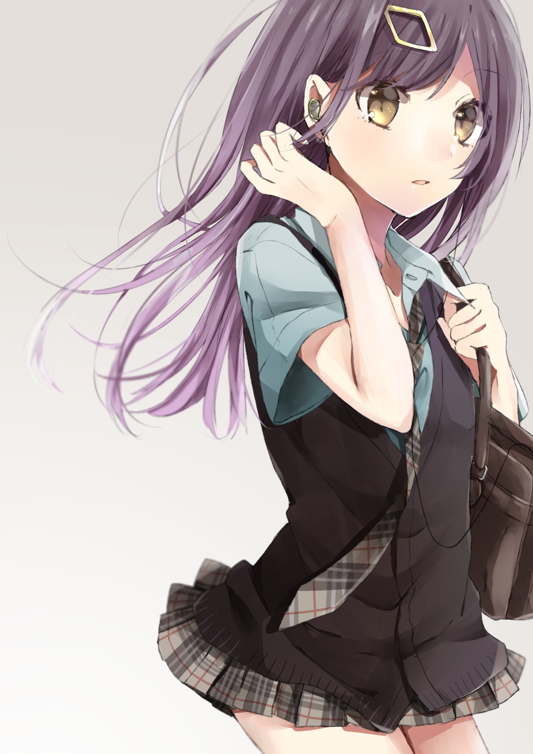 hachimitsu_honey, headphones, seifuku